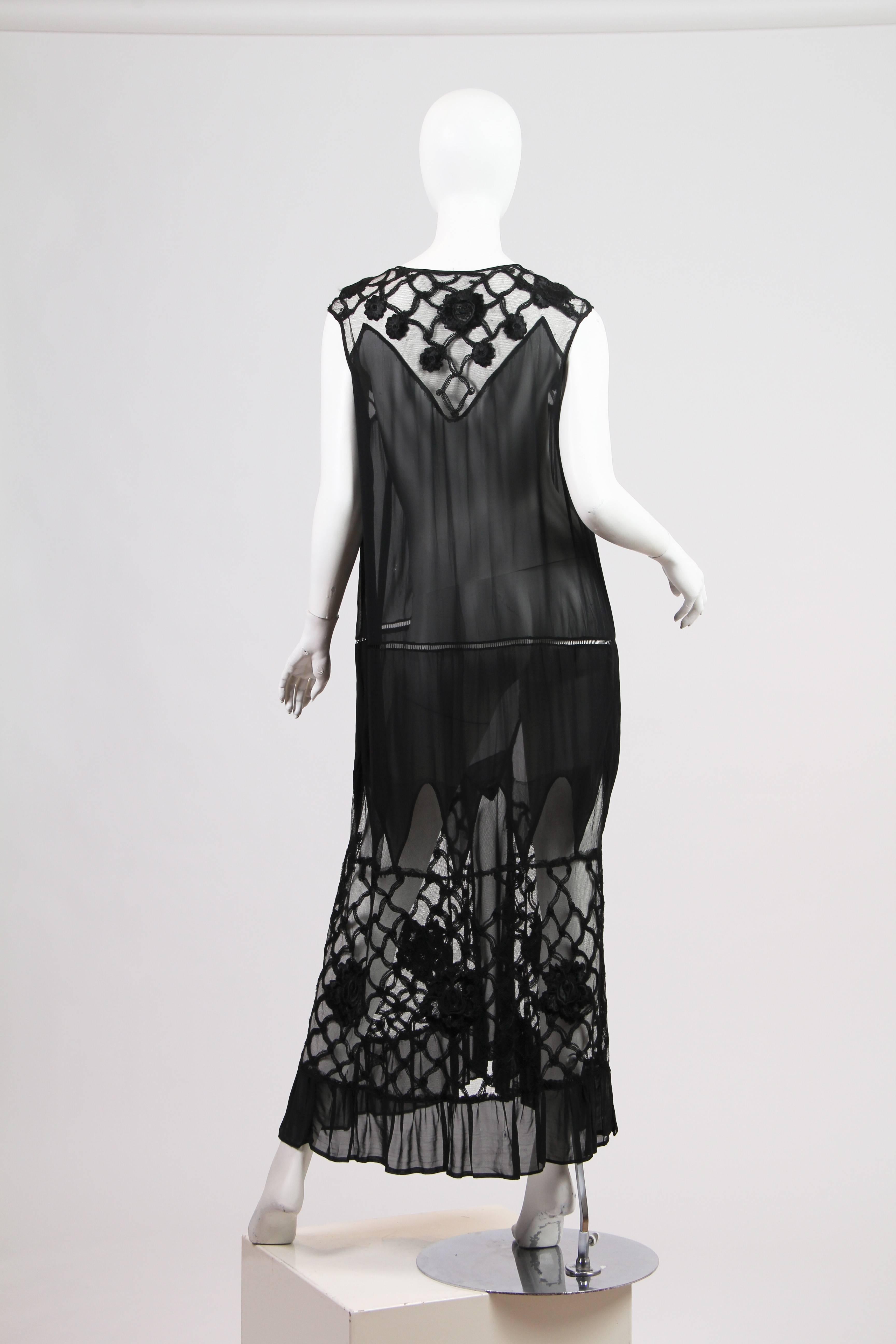 Early 1920s Chiffon and Lace Dress 2