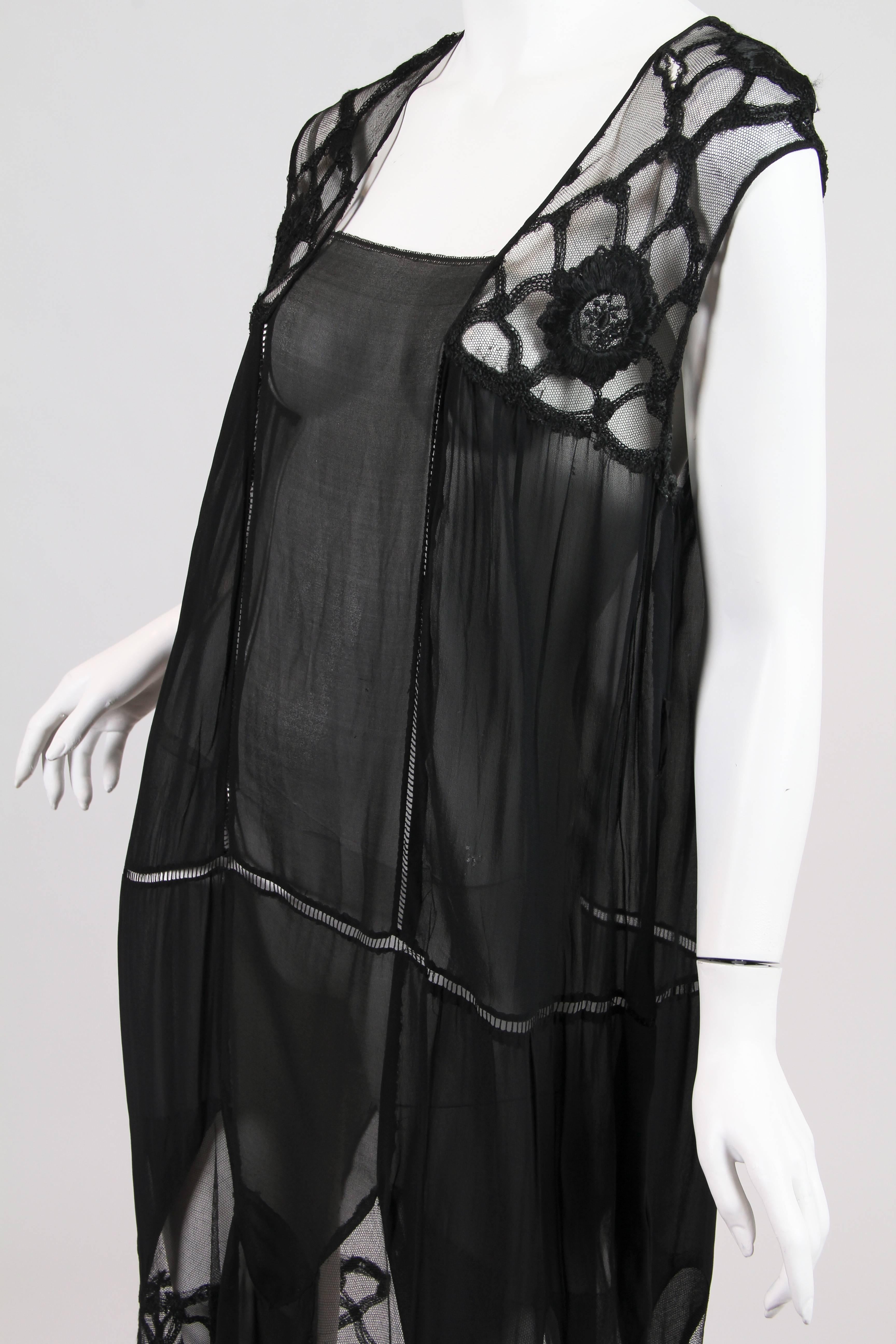 Early 1920s Chiffon and Lace Dress 4