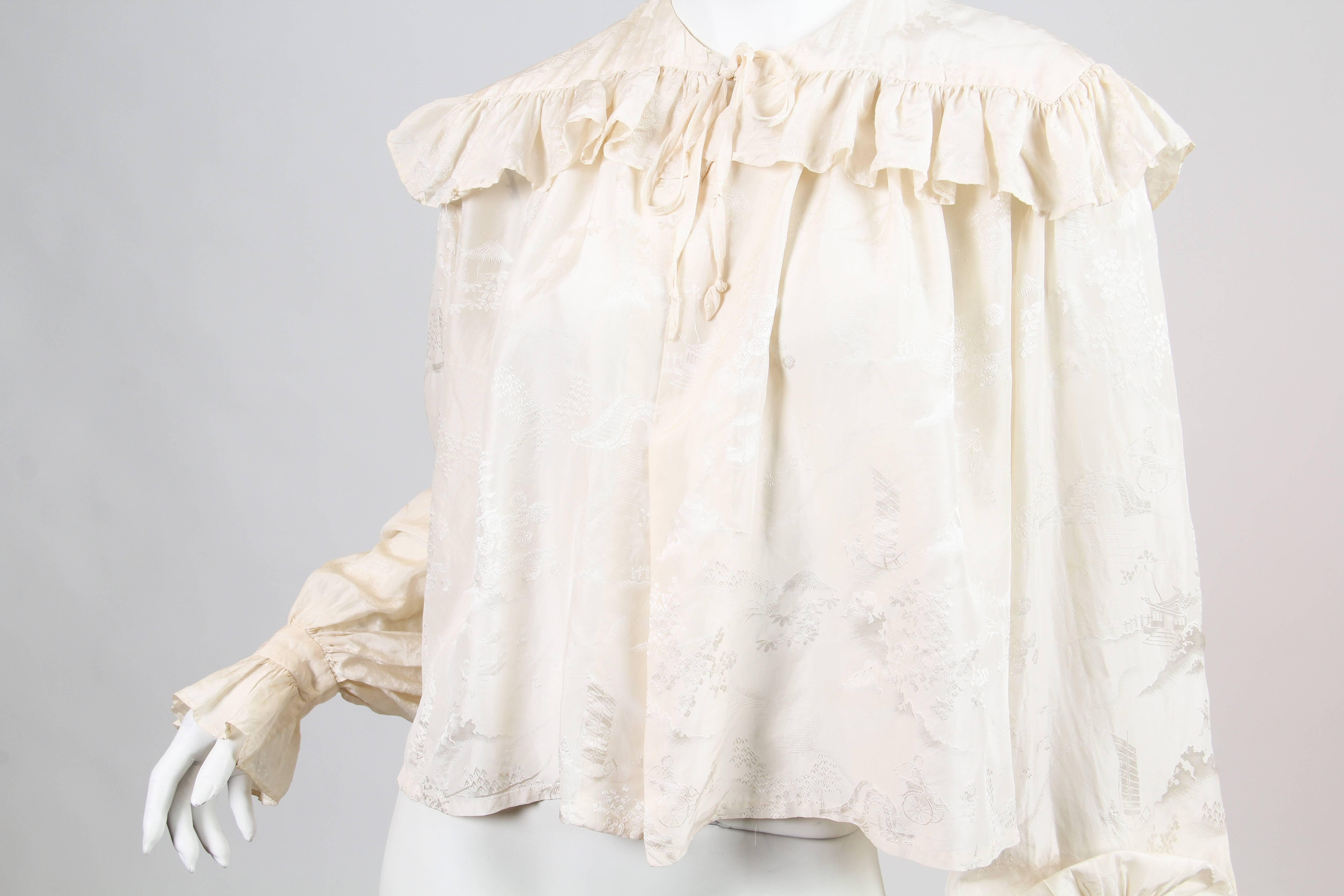 Victorian Silk Blouse with Pictorial Chinese Jacquard Silk 4