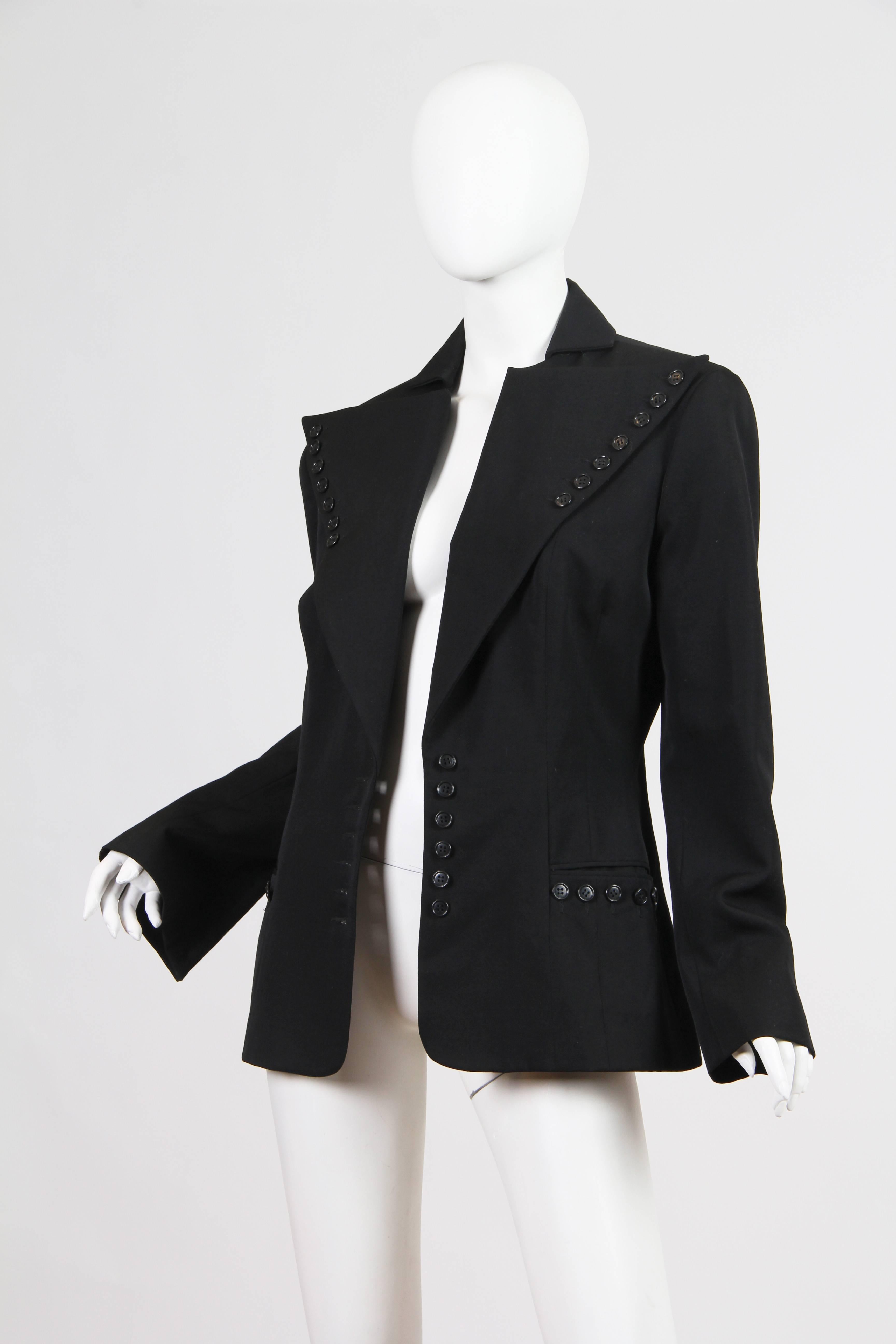 1990S OMO NORMA KAMALI Black Wool Sharp As A Button Blazer In Excellent Condition In New York, NY