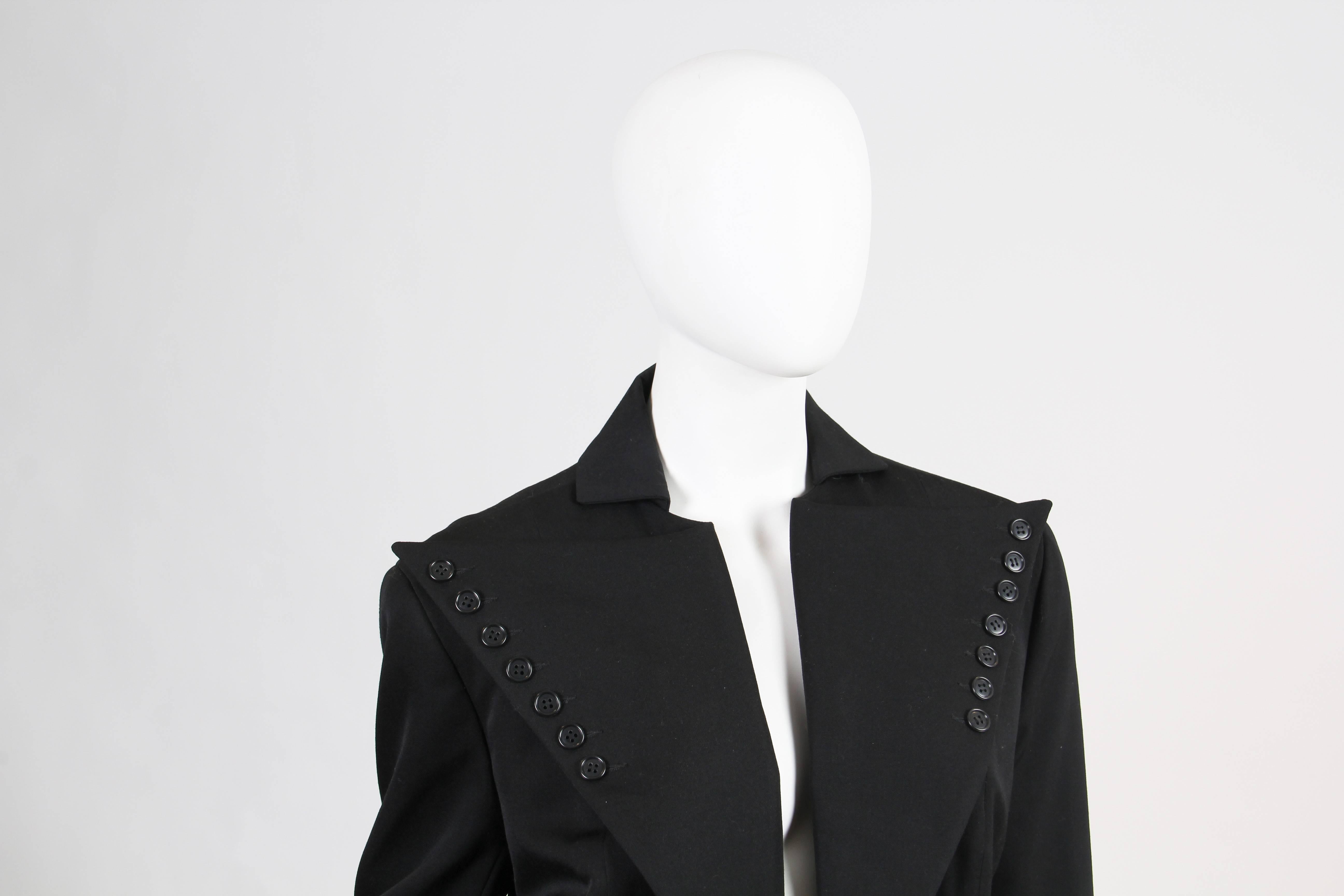 1990S OMO NORMA KAMALI Black Wool Sharp As A Button Blazer 1