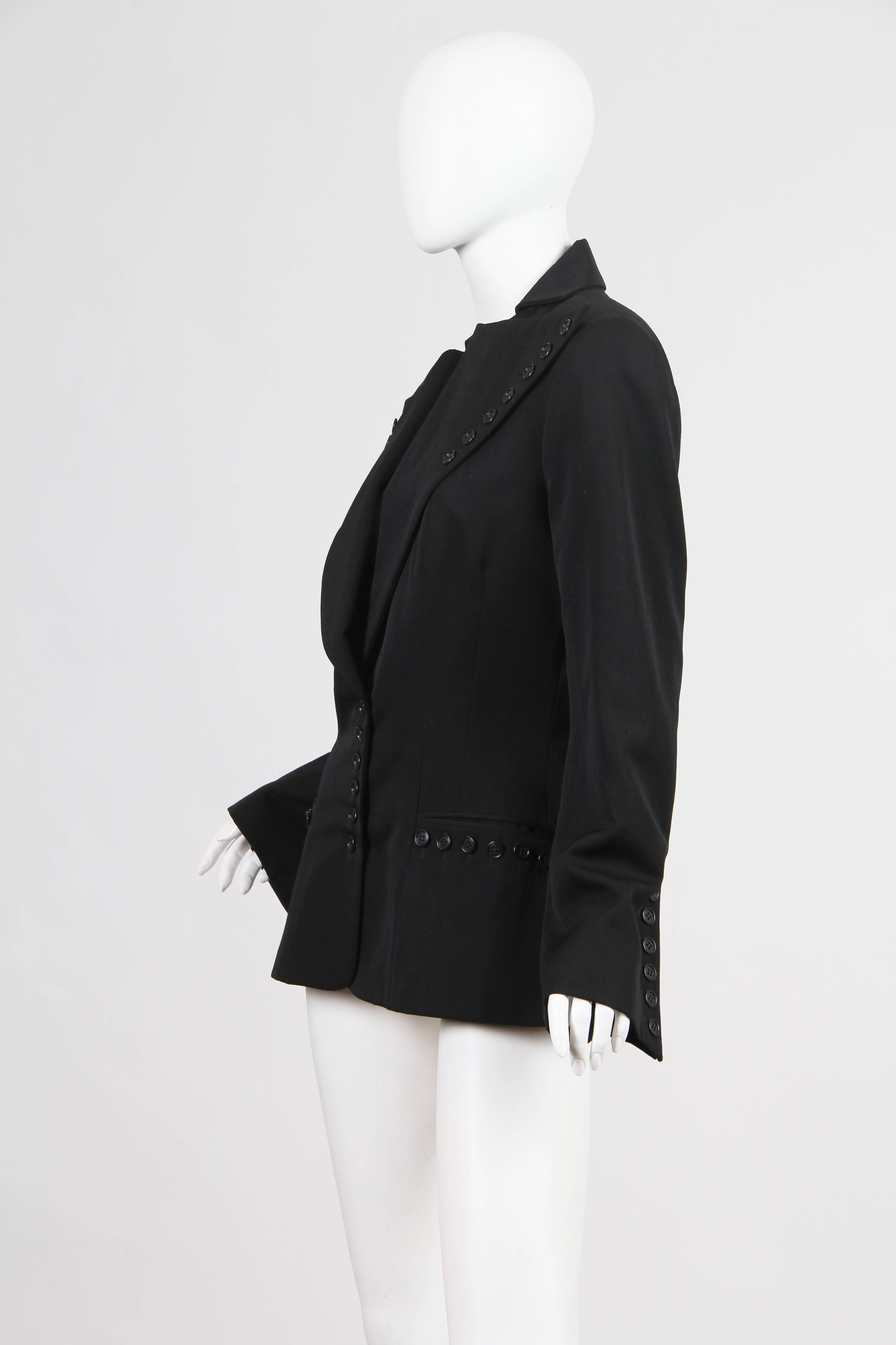 1990S OMO NORMA KAMALI Black Wool Sharp As A Button Blazer 2