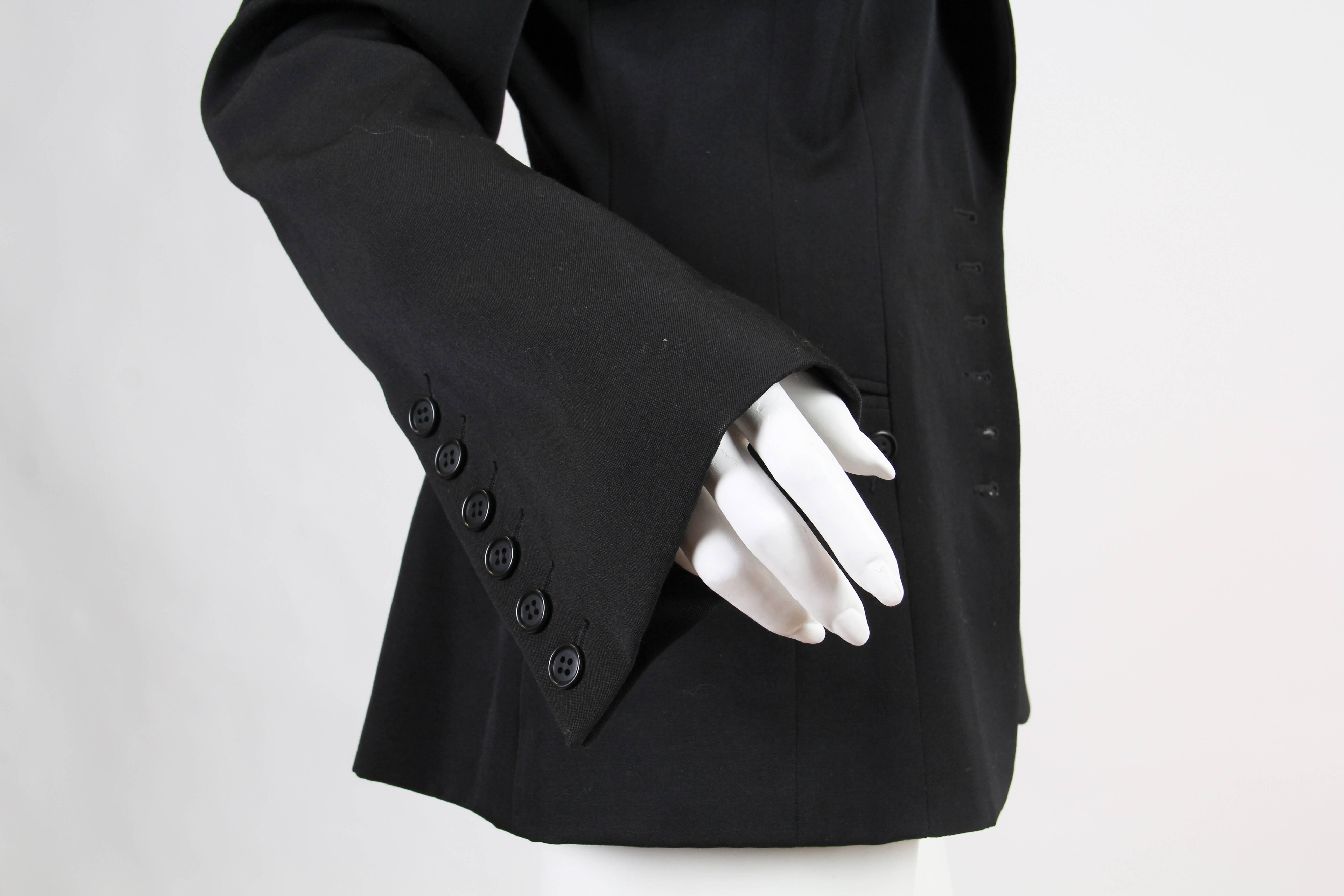 1990S OMO NORMA KAMALI Black Wool Sharp As A Button Blazer 3