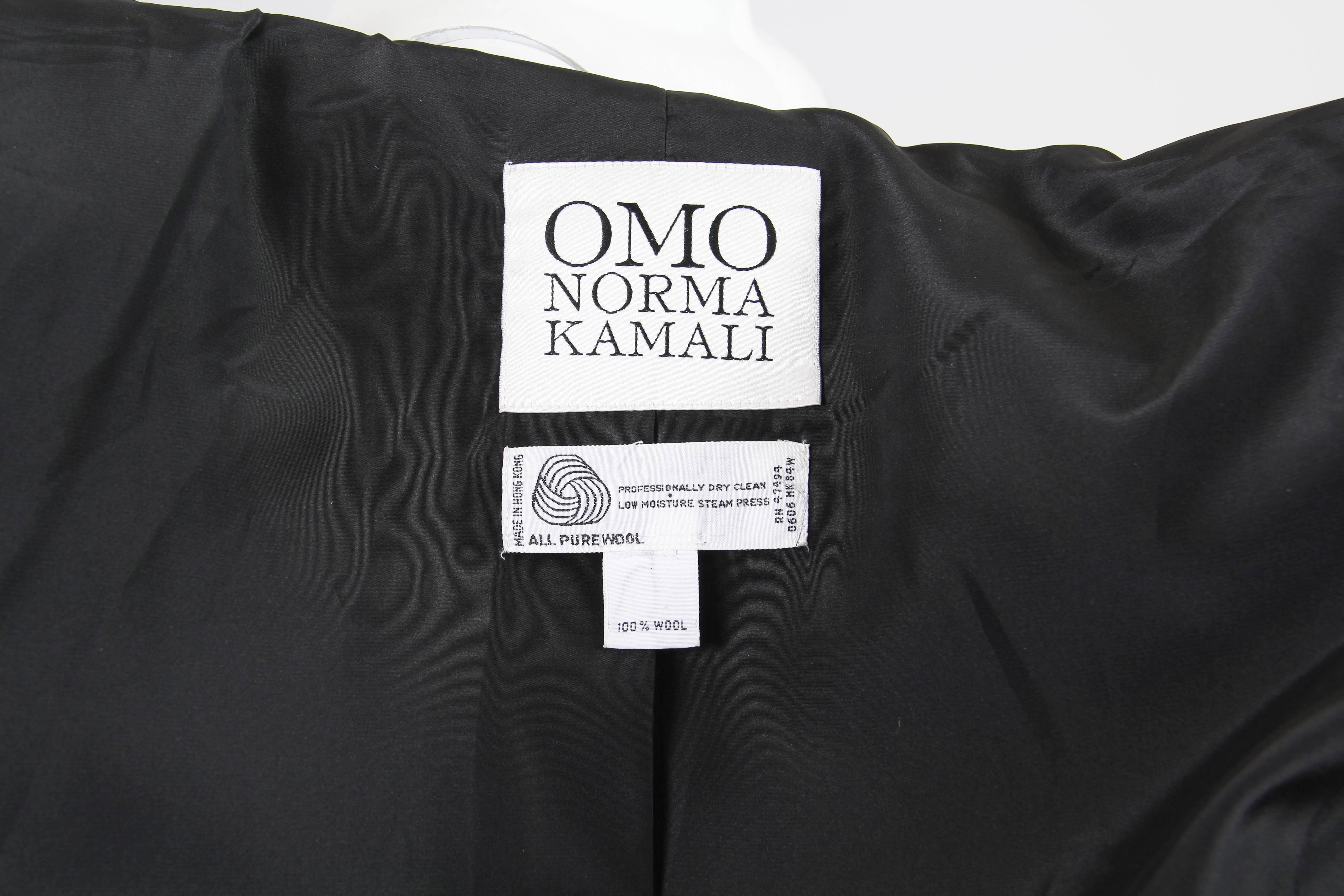 1990er OMO NORMA KAMALI Schwarzer Wollblazer mit Knopfleiste aus schwarzer Wolle 7