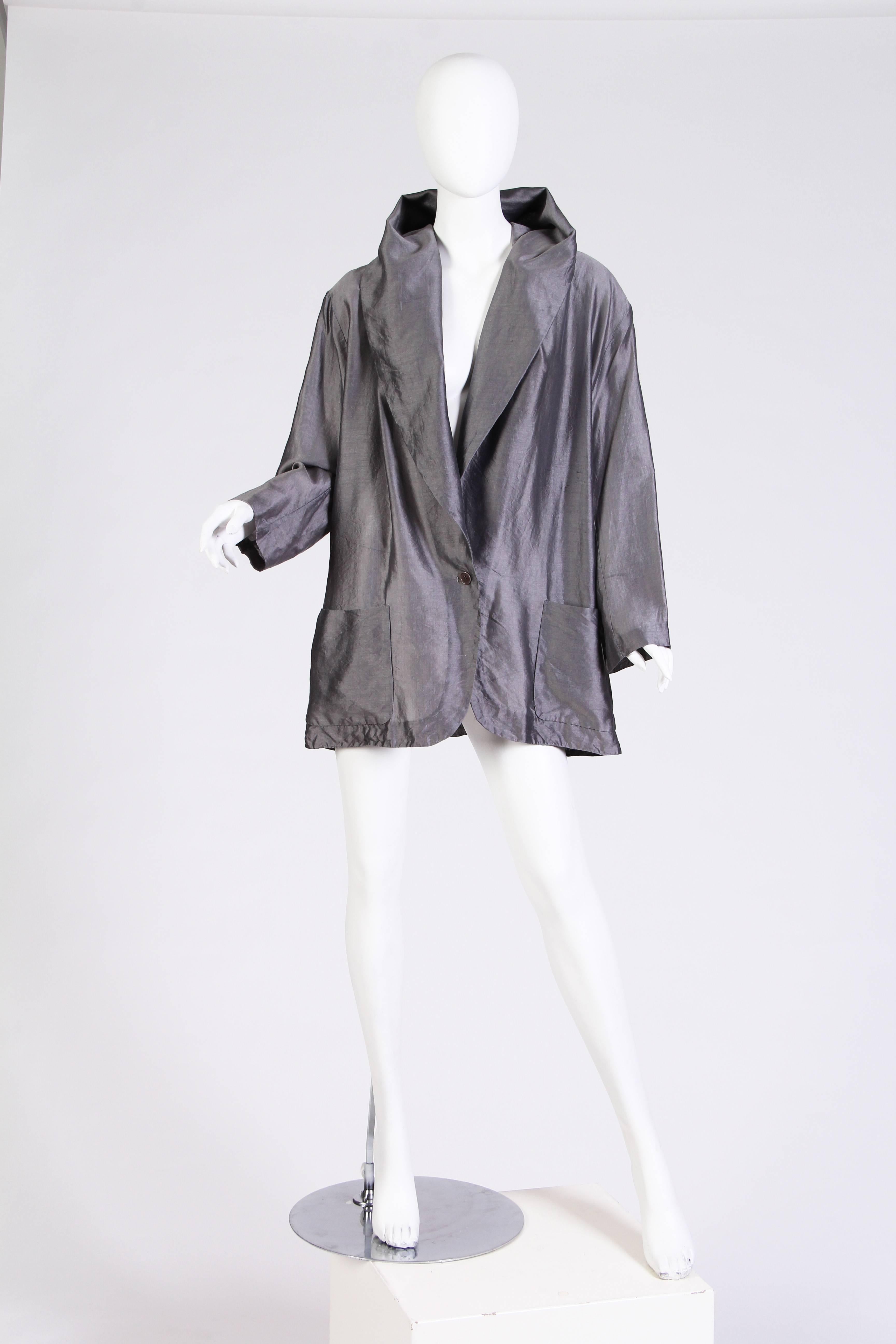 Gray 1990s Romeo Gigli Jacket with Hood-Collar