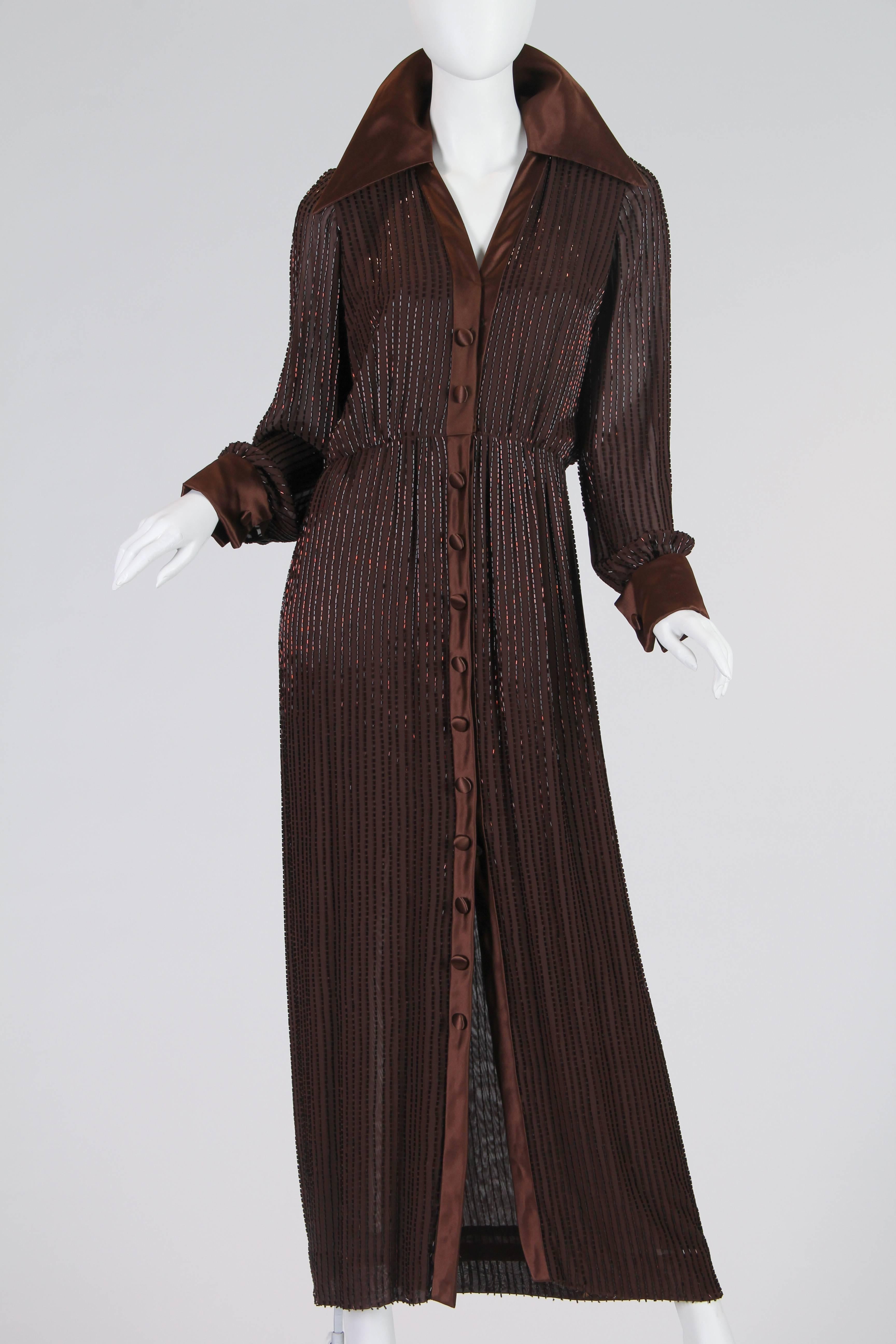 Travilla Fully Beaded Coat Dress. Dress opens up and can be worn as an outerwear piece. 