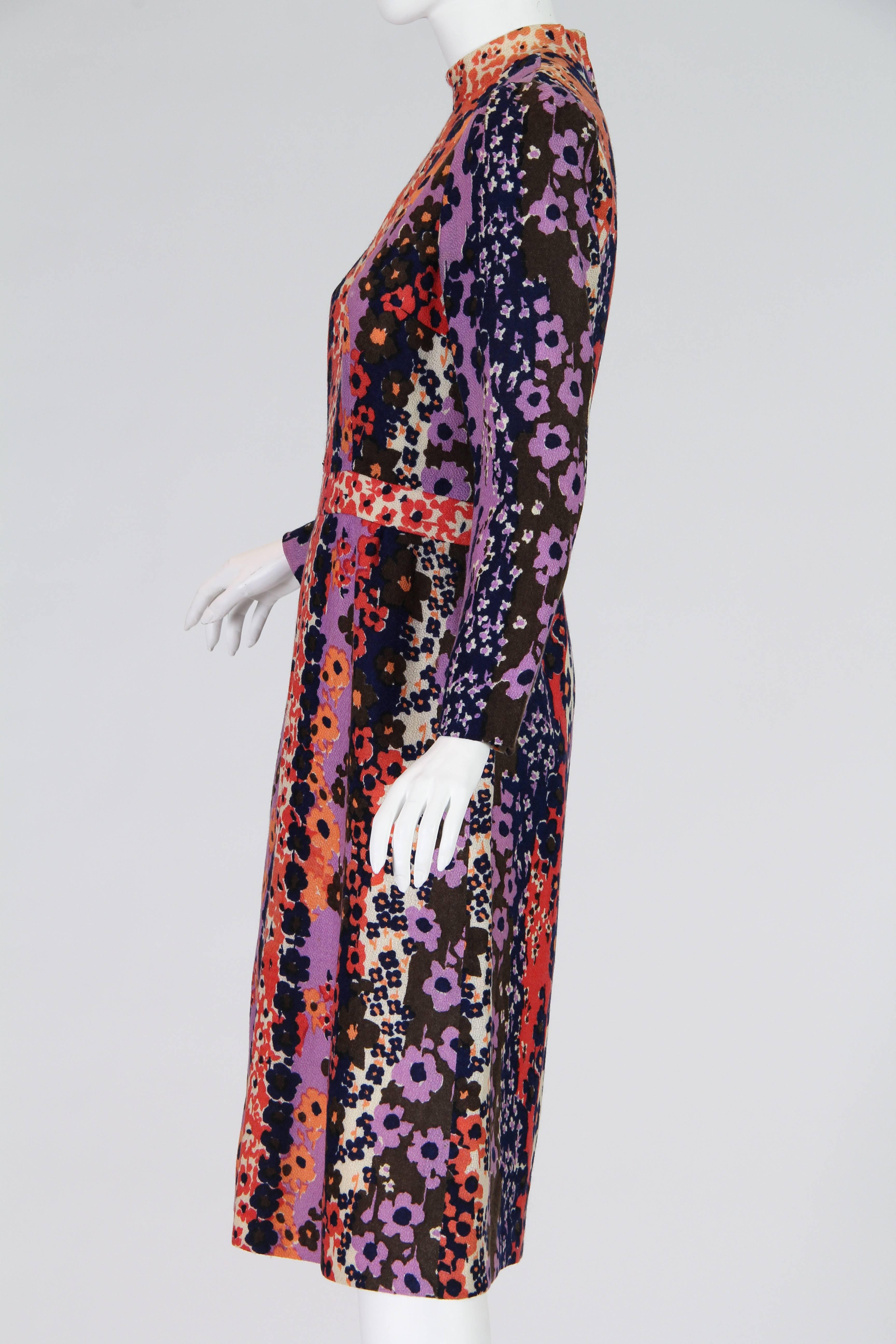 1960s Richard Tam Floral Printed Dress In Excellent Condition In New York, NY