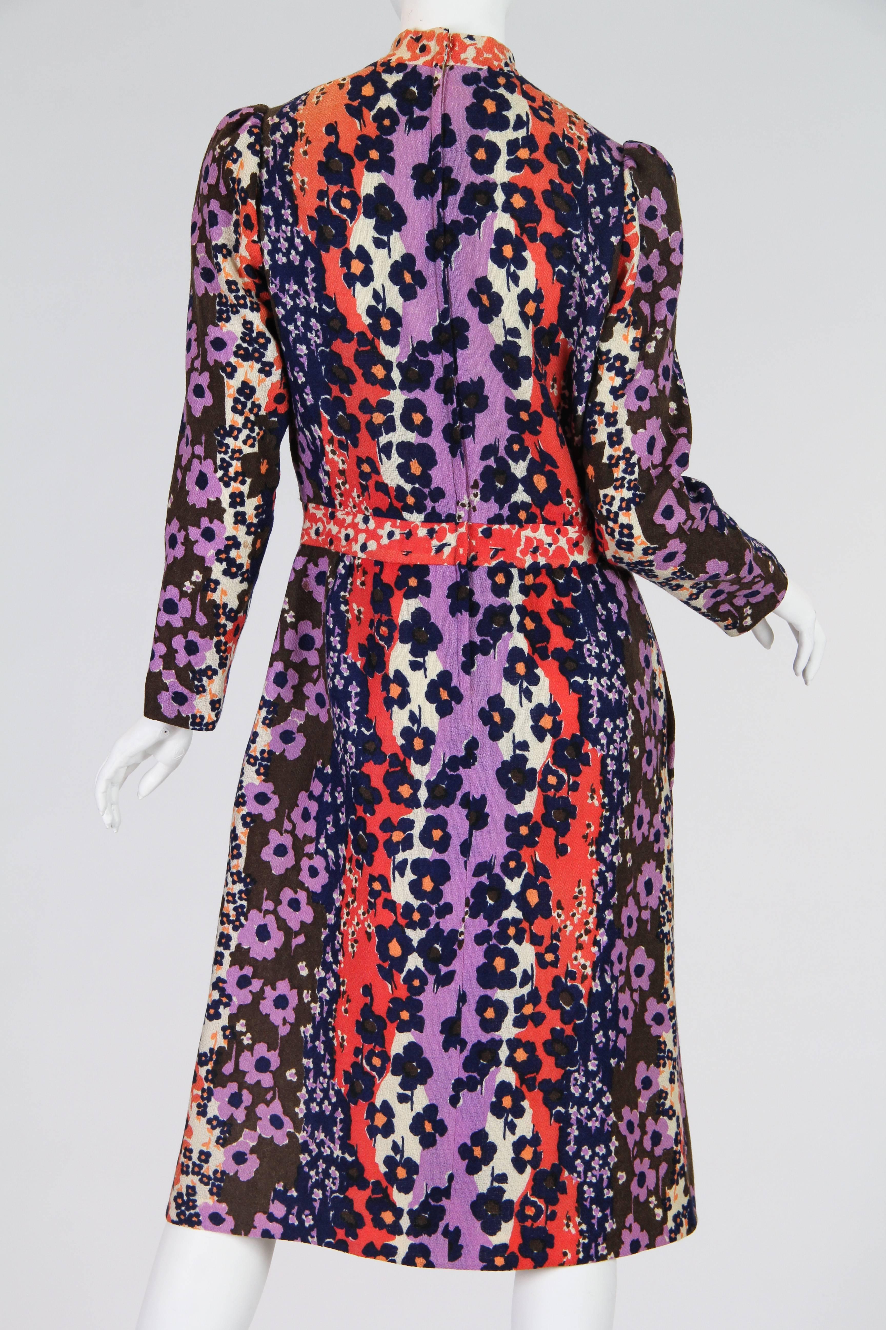 Pink 1960s Richard Tam Floral Printed Dress