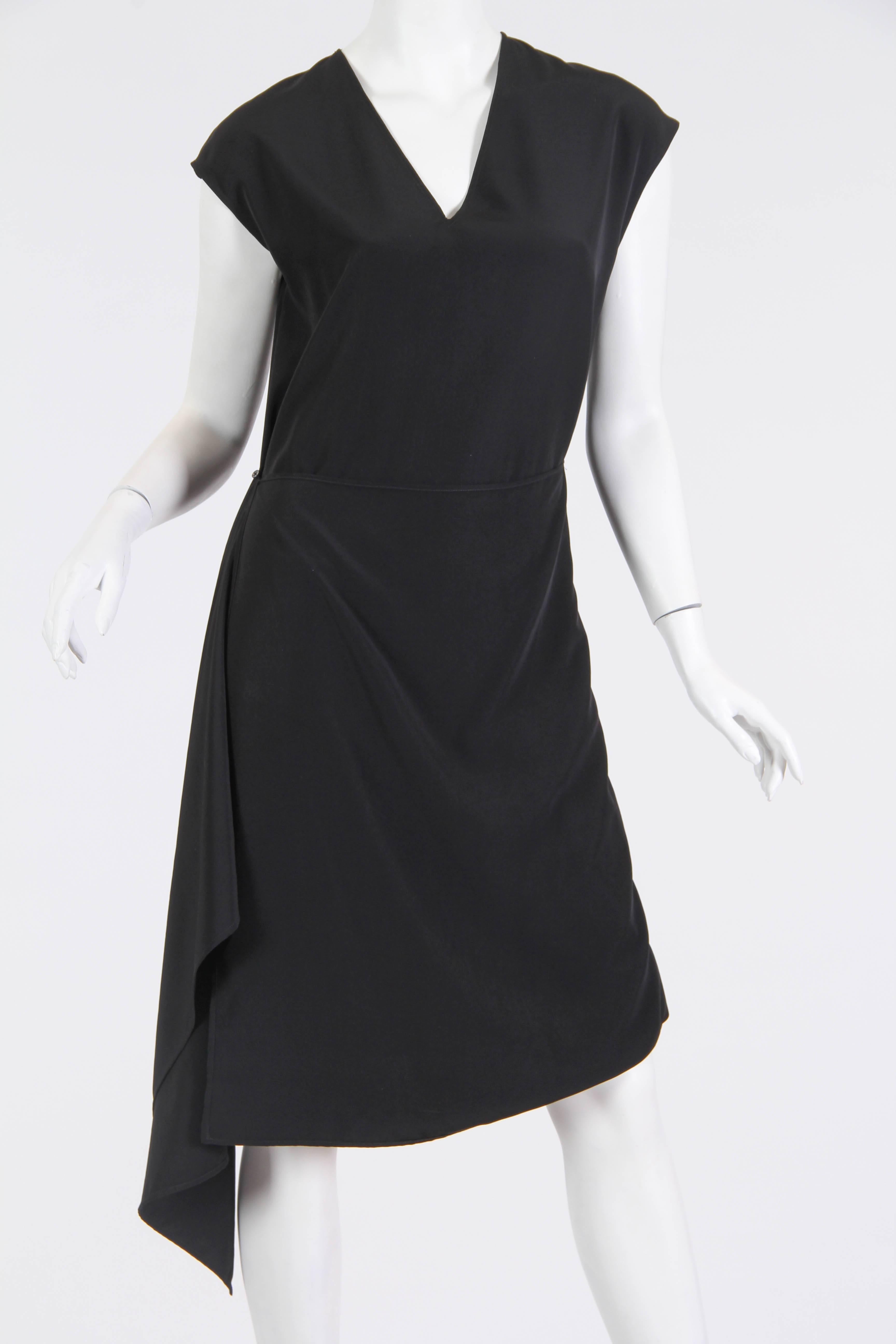 Asymmetrically Draped Martin Marginal Silk Crepe Dress