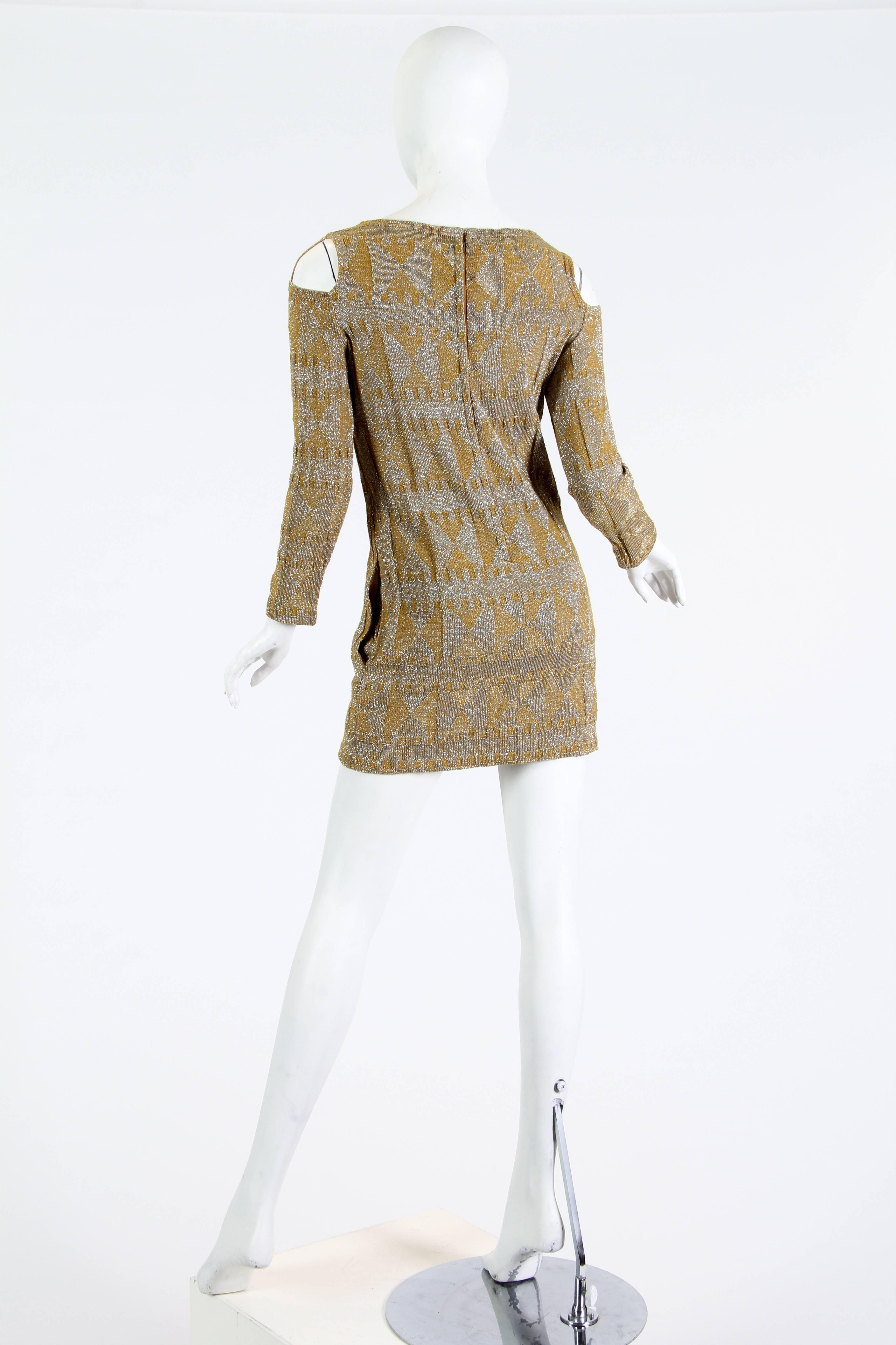 1960s Rudi Gernreich Silver and Gold Metallic Body-con Mini Dress In Excellent Condition In New York, NY