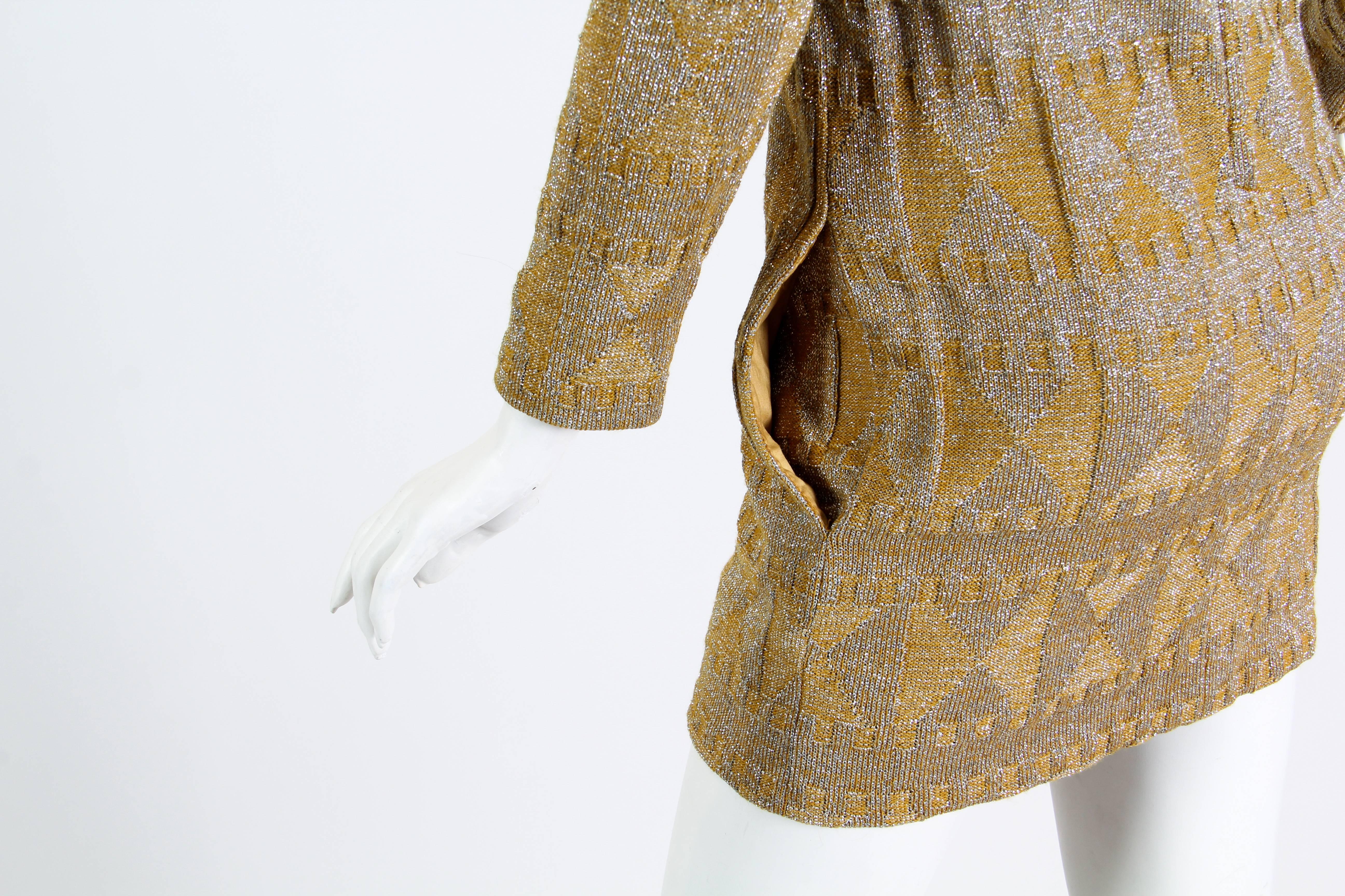 1960s Rudi Gernreich Silver and Gold Metallic Body-con Mini Dress 2