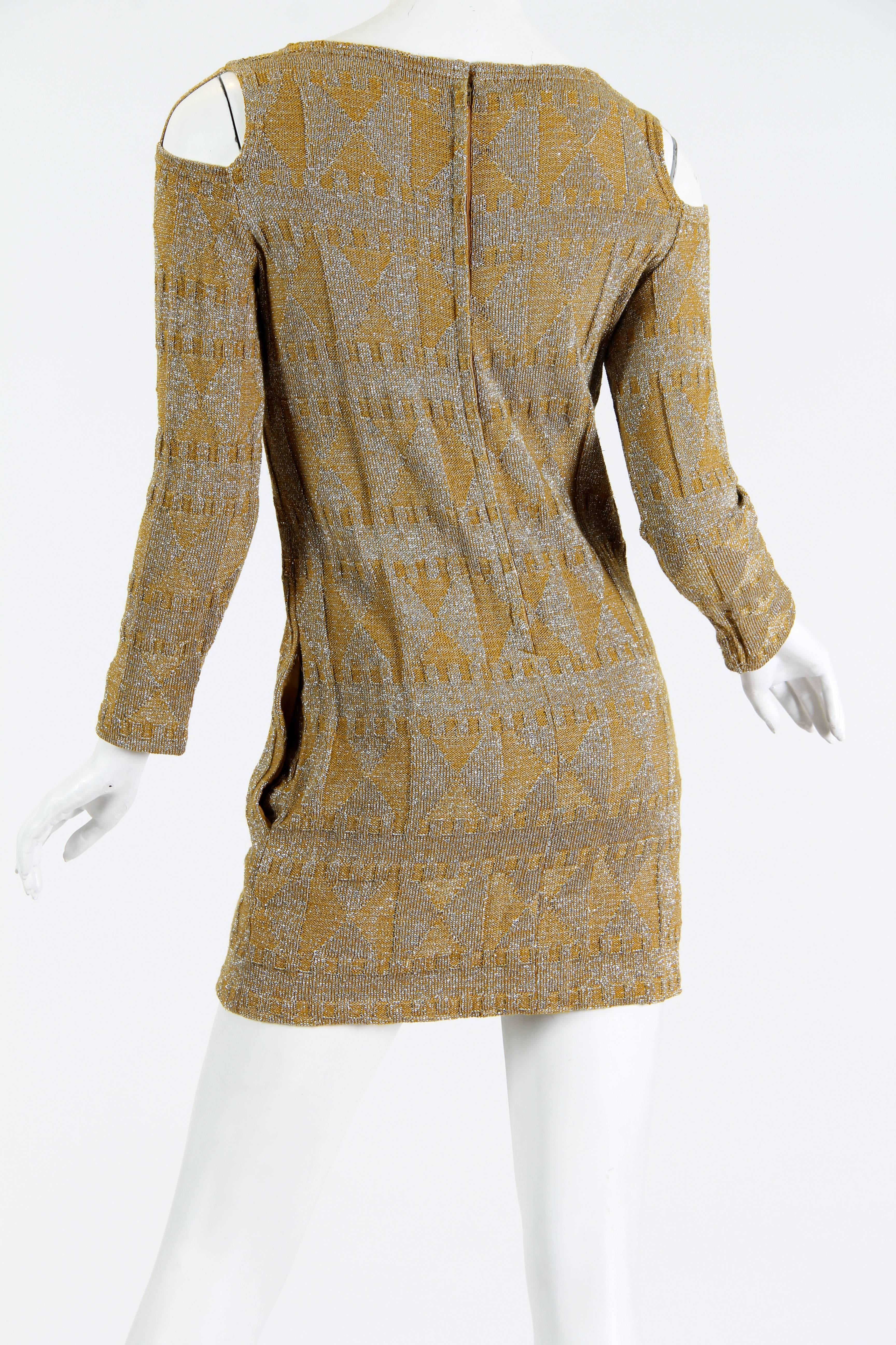 Women's 1960s Rudi Gernreich Silver and Gold Metallic Body-con Mini Dress
