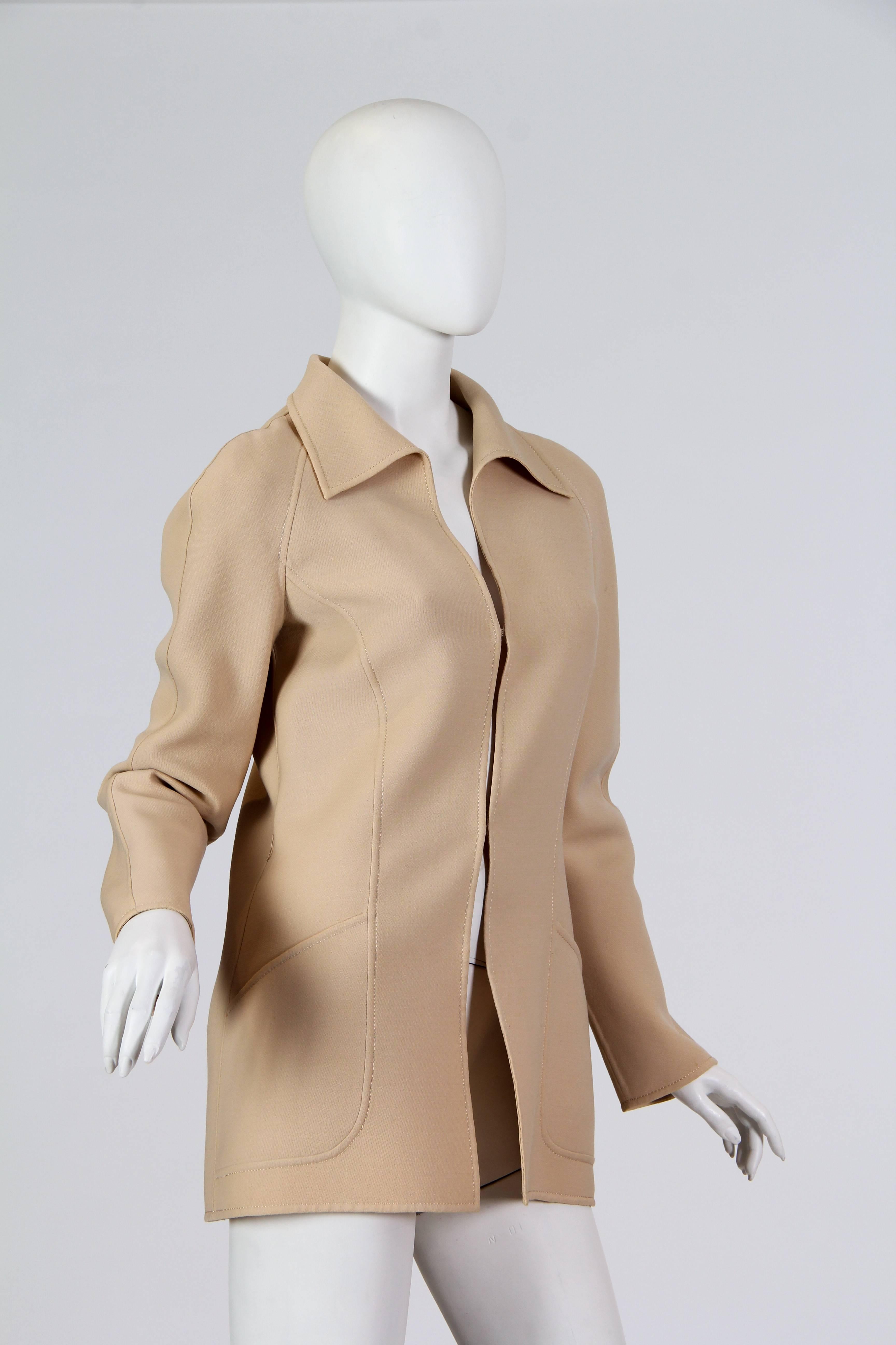 Beige Valentino Couture 1960/70s Lightweight Wool Jacket