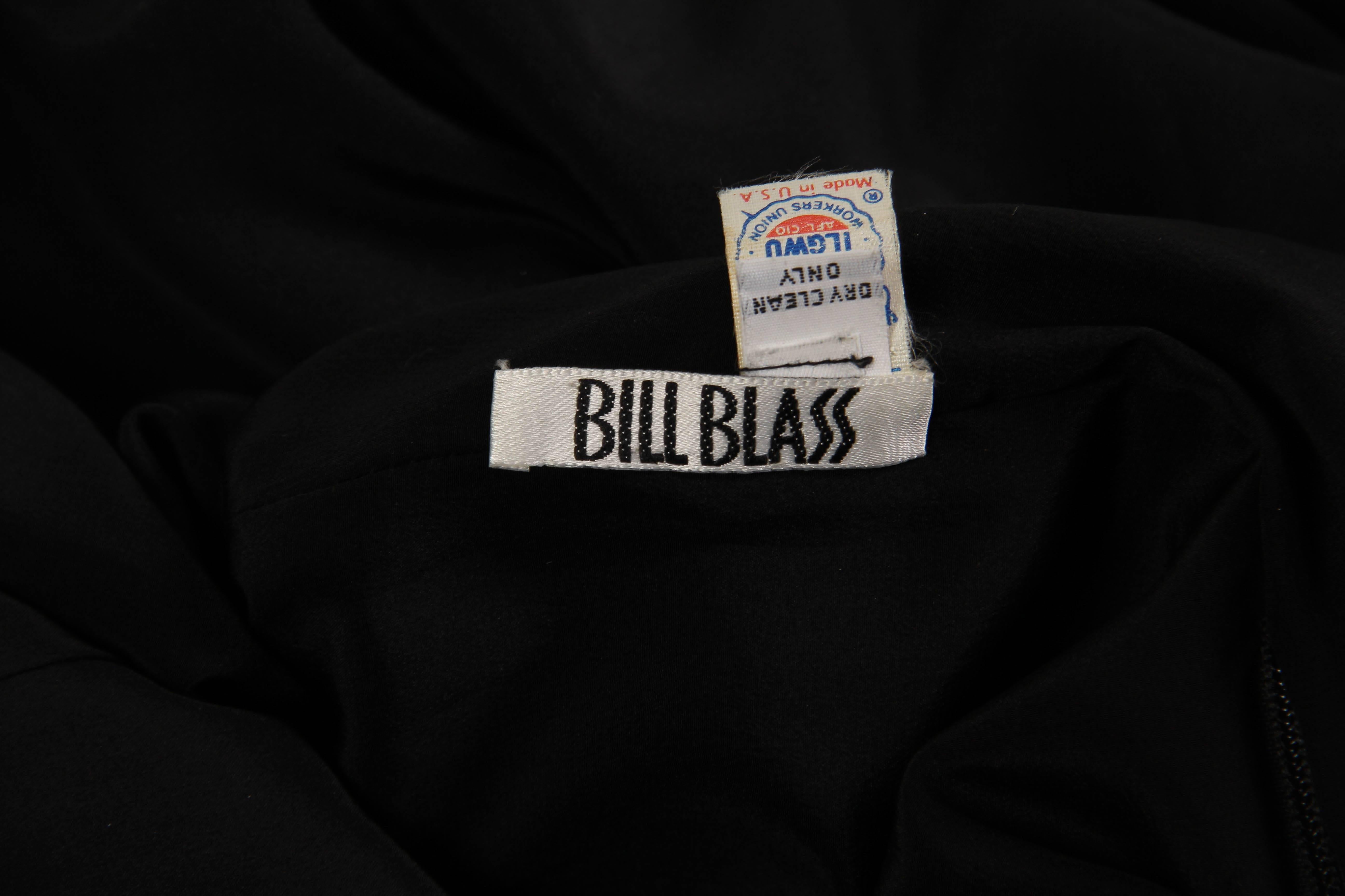 1980S BILL BLASS Black Silk Chiffon Pin Tucked & Pleated Cocktail Dress With Sh 4