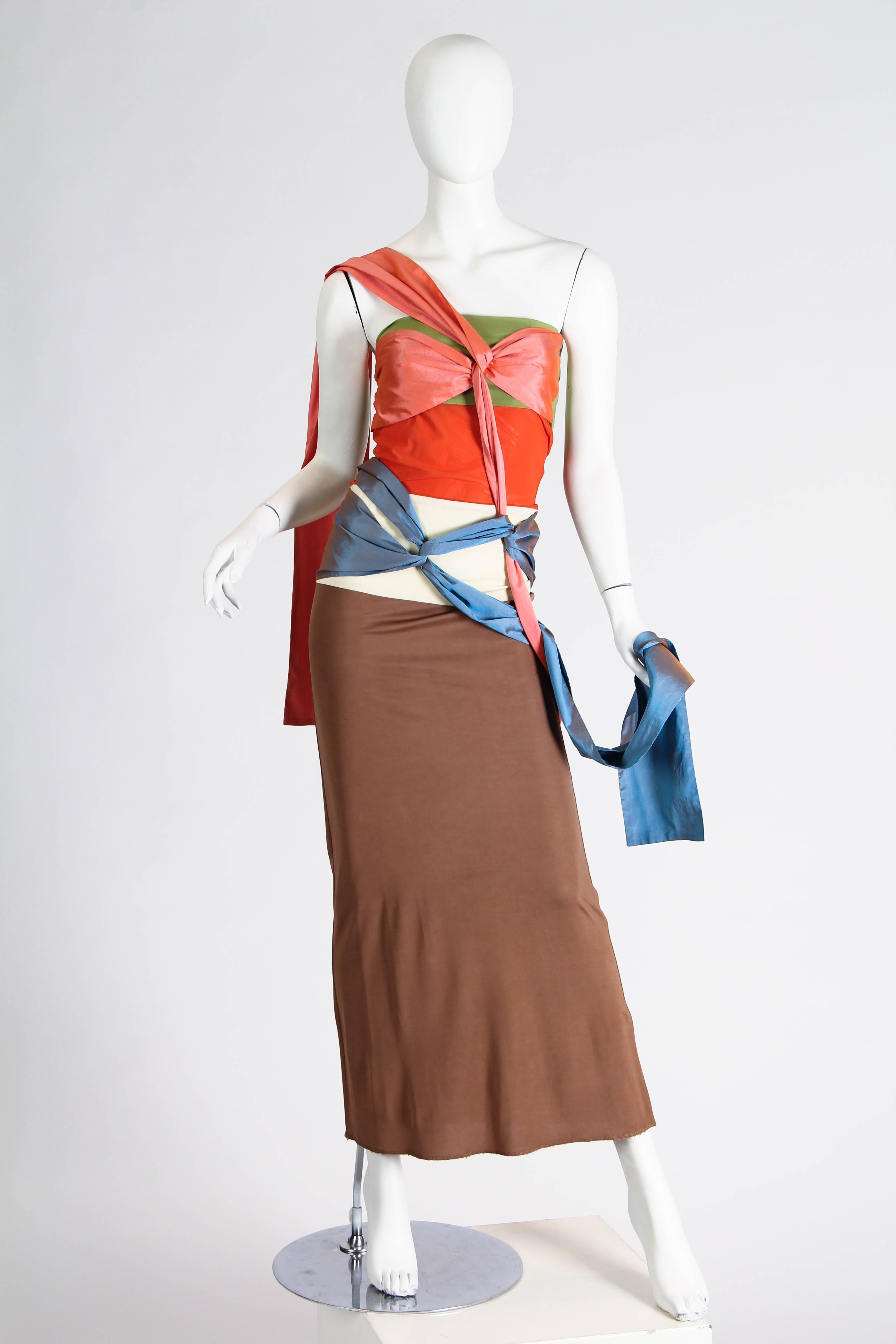 1990S JEAN PAUL GAULTIER Multicolor Silk & Stretch Strapless Cocktail Dress Wit 1