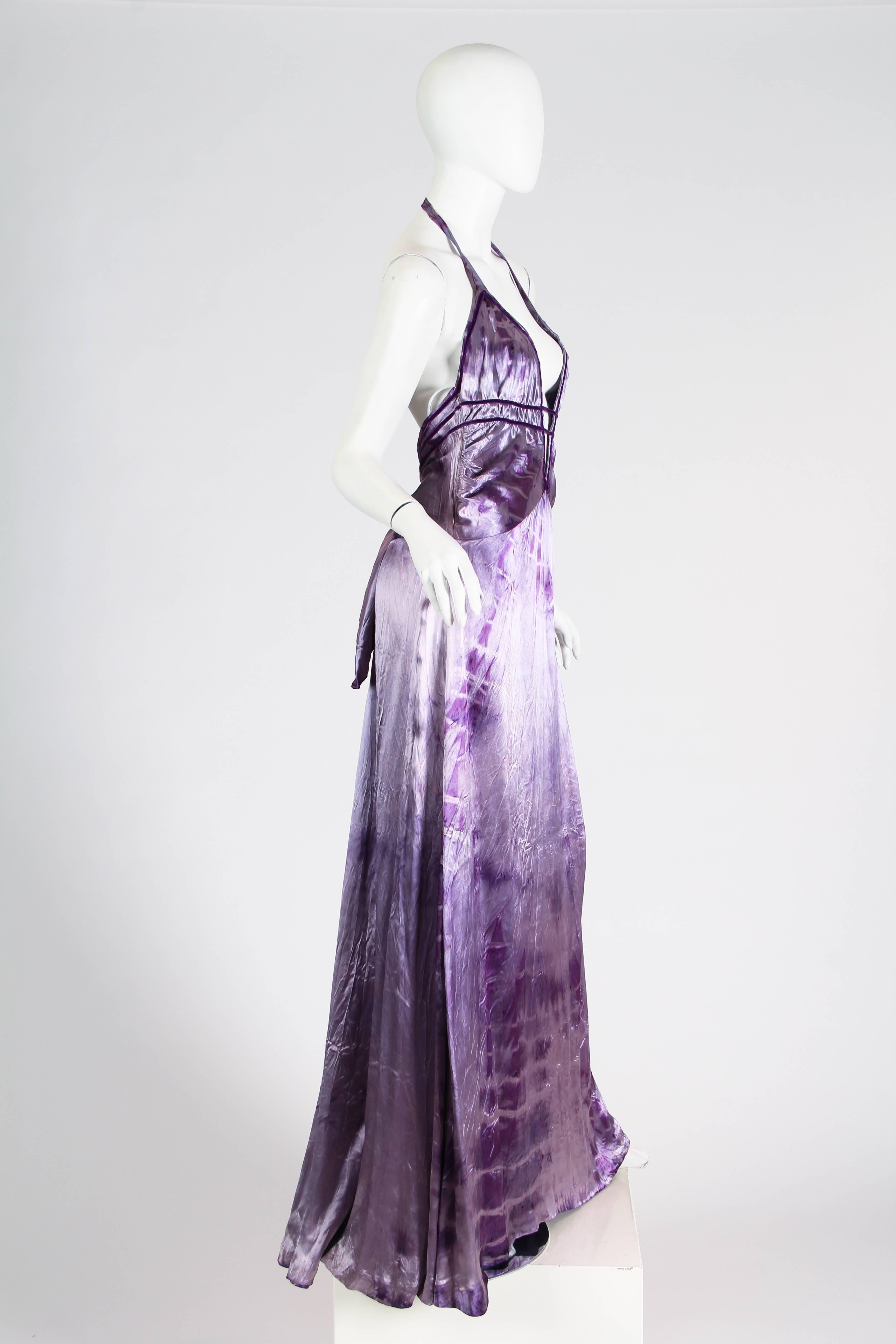 MORPHEW COLLECTION Lilac Tie Dyed Silk Charmeuse  Gown Re-Worked From A 1930S Bergdorf Goodman