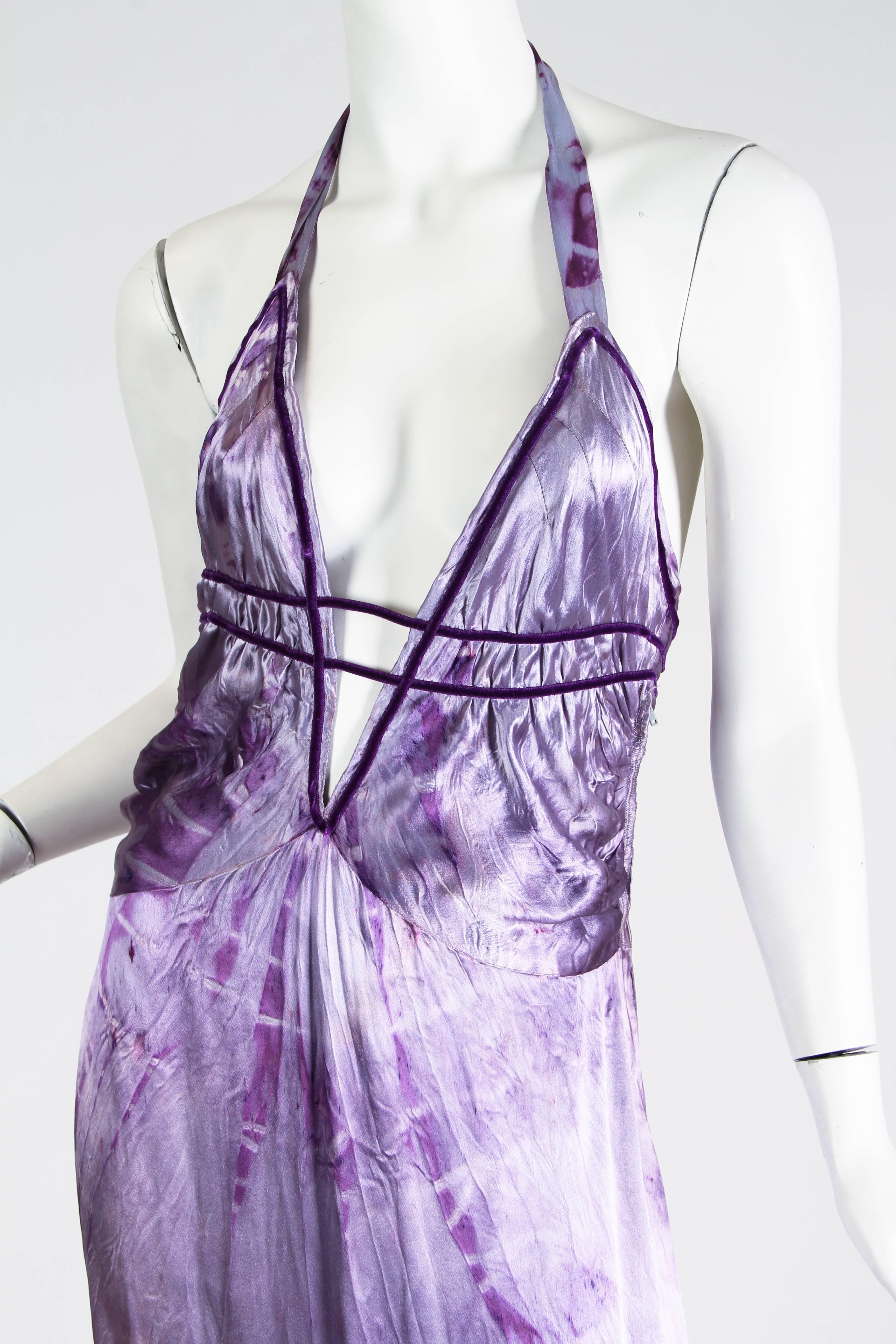 Women's MORPHEW COLLECTION Lilac Tie Dyed Silk Charmeuse  Gown Re-Worked From A 1930S B