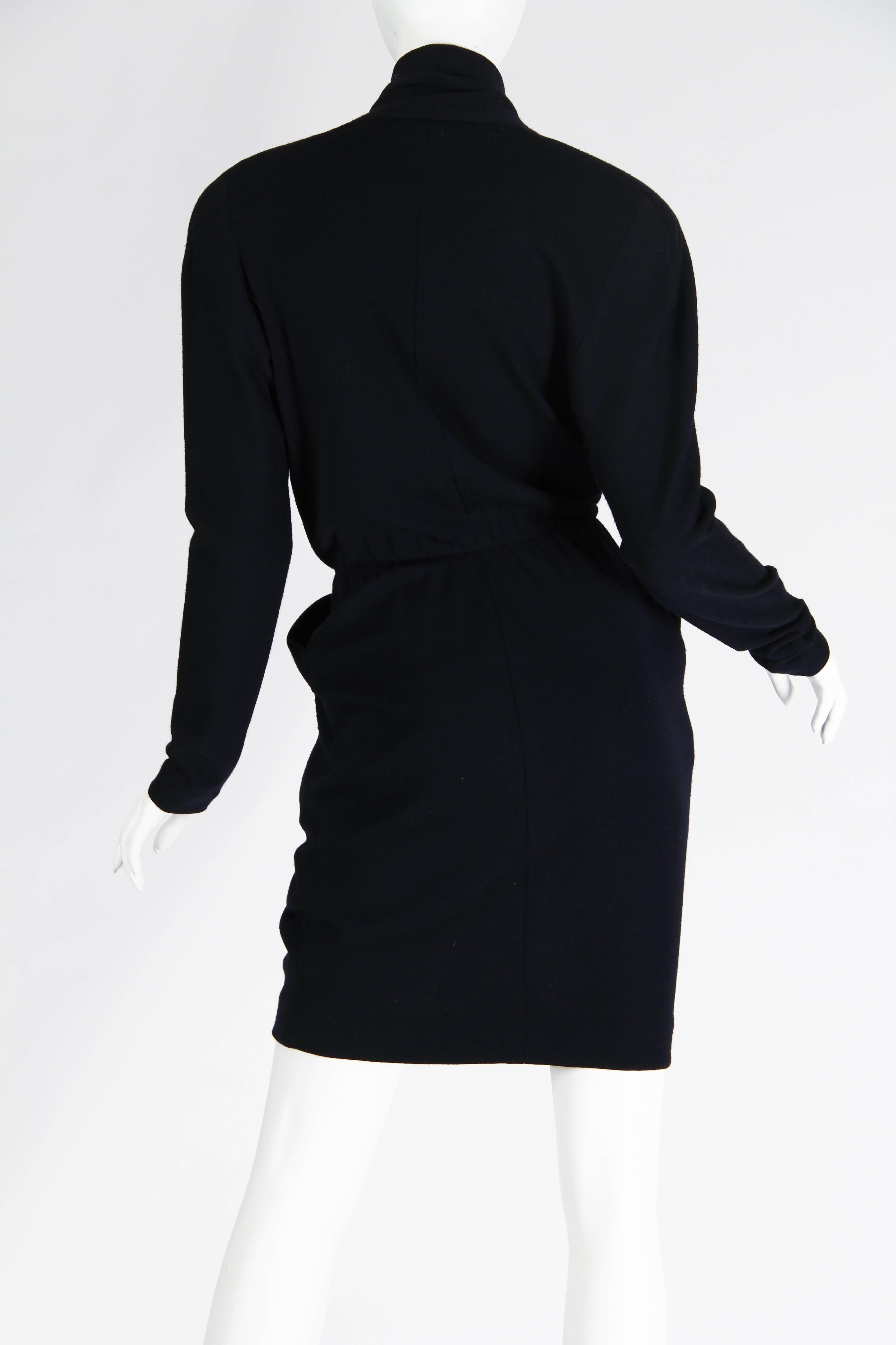 Women's 1980s Donna Karan Wool Jersey Dress with Plunging Neckline