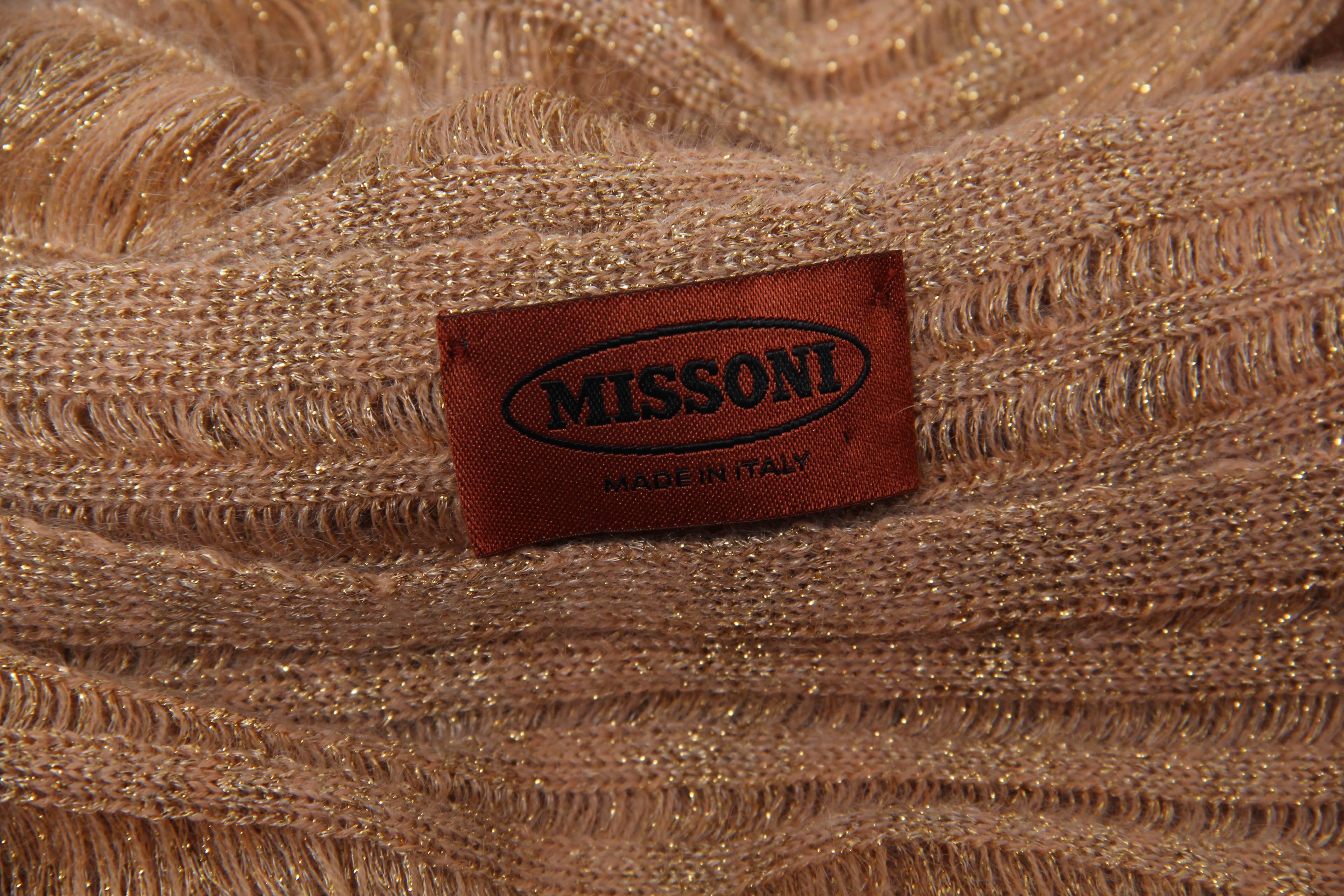 2000S MISSONI Camel & Gold Wool Blend Knit Tunic Dress With Lurex 4