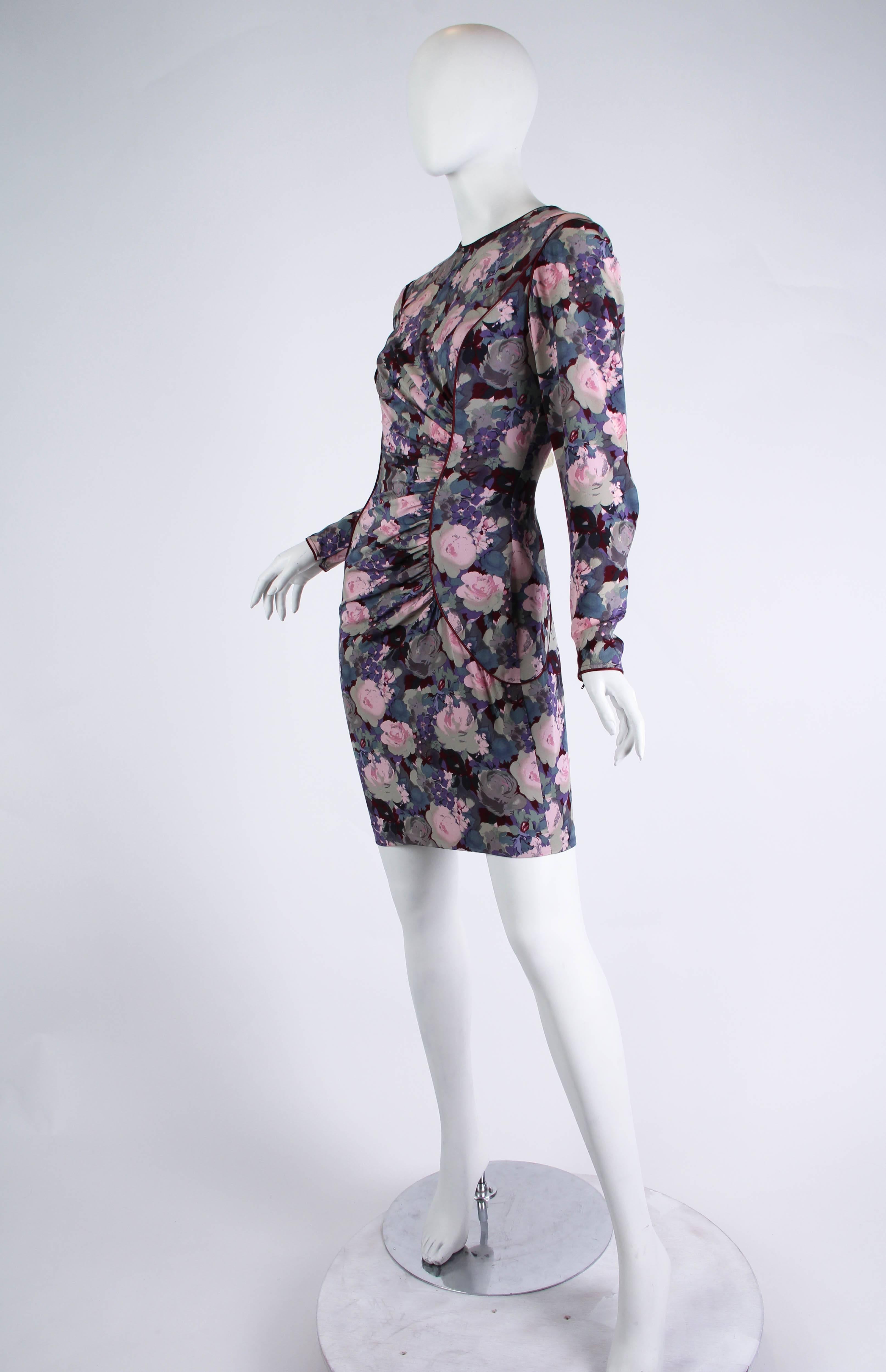 Ungaro Silk Floral Dress In Excellent Condition In New York, NY