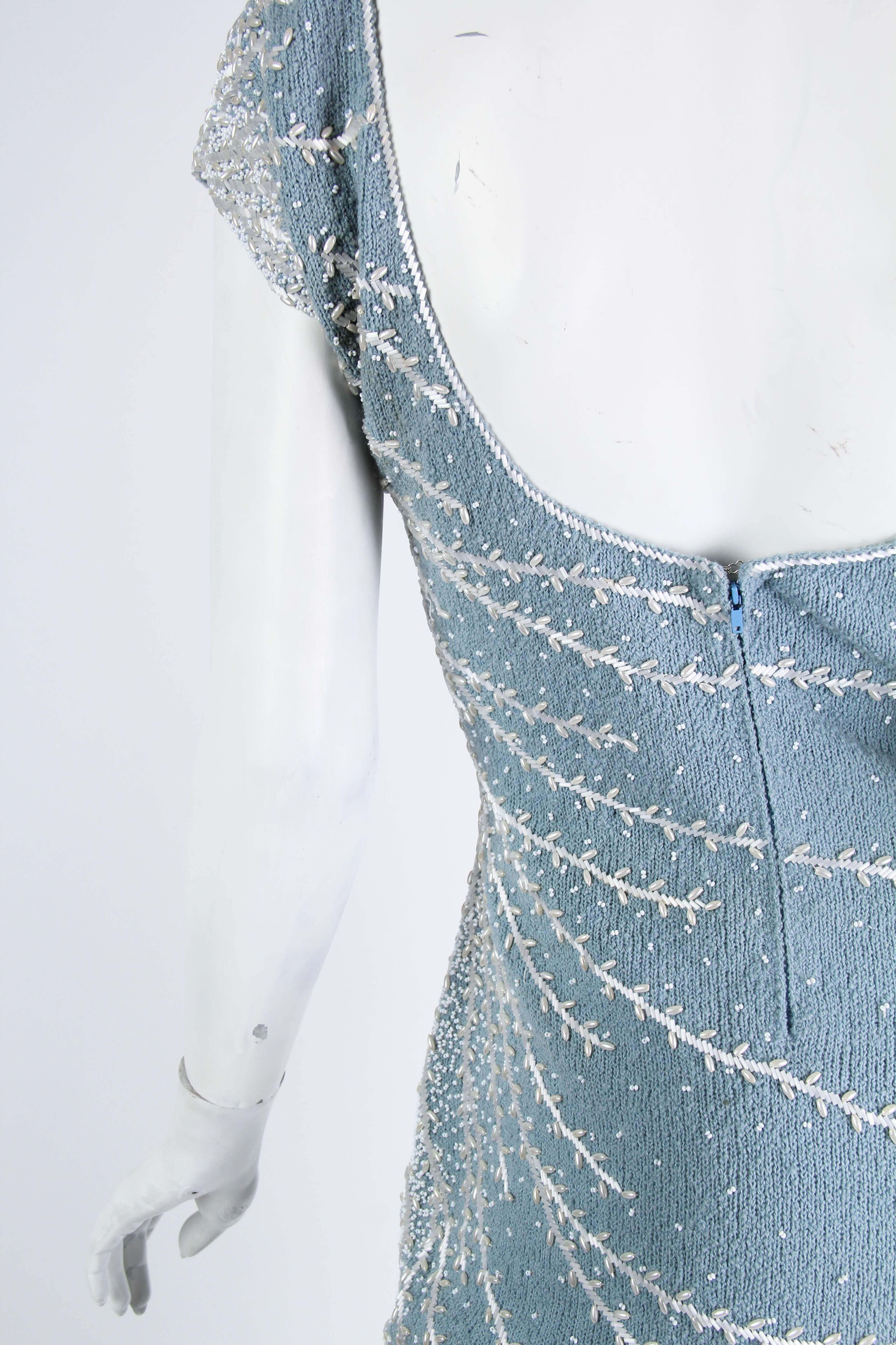 1950s Beaded Knit Wiggle Dress 2