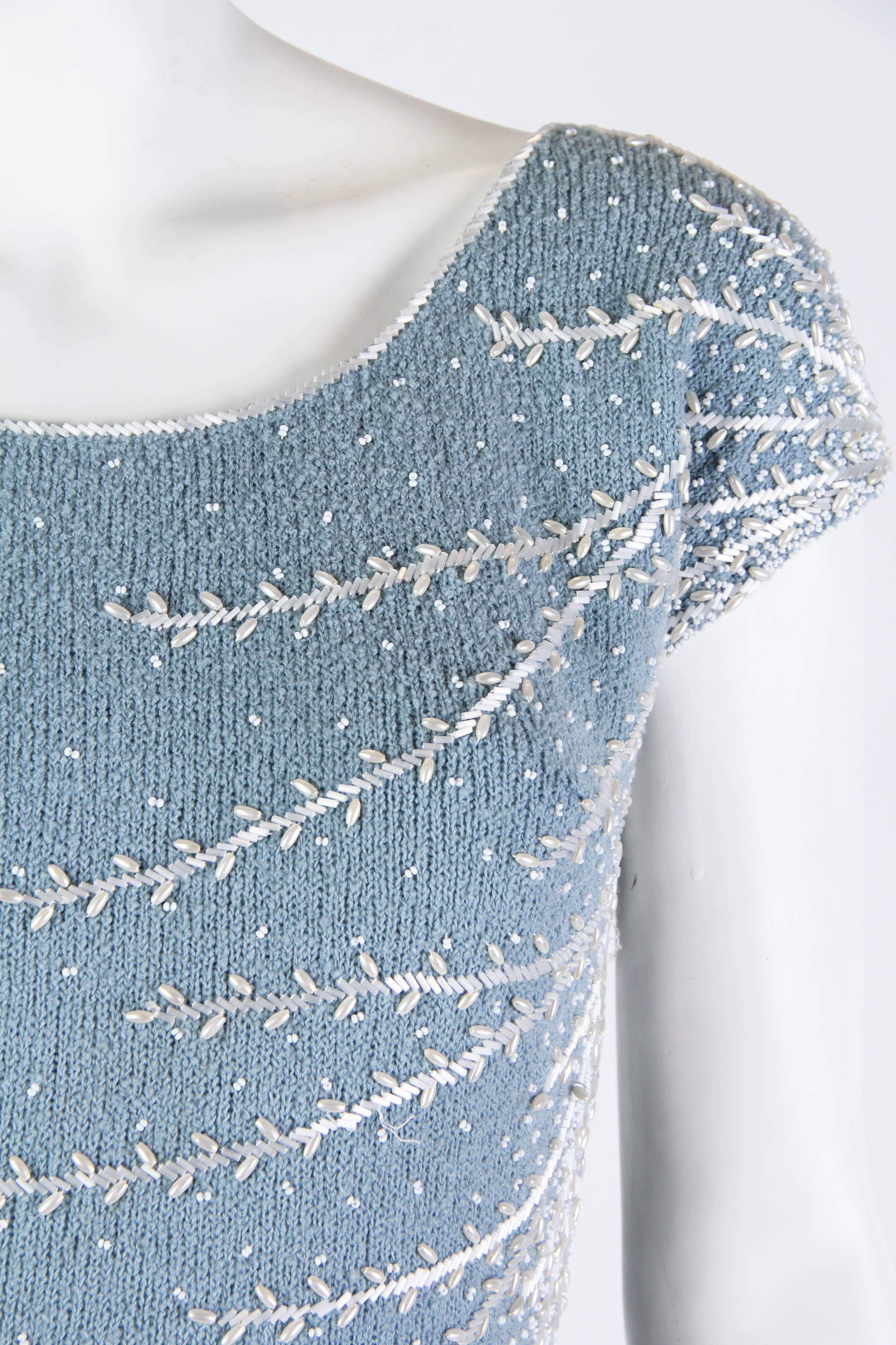 1950s Beaded Knit Wiggle Dress 1