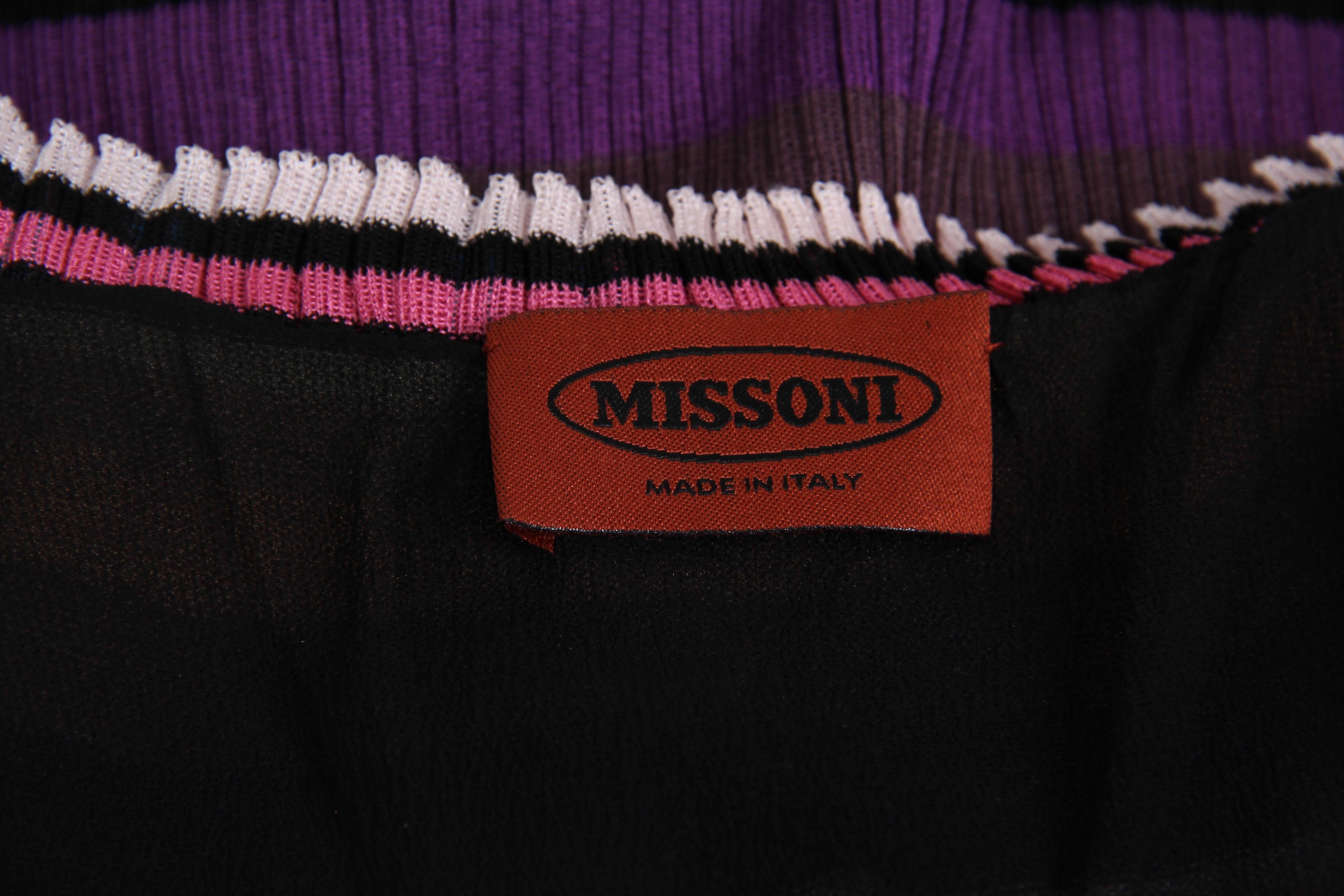 2000S MISSONI Purple & Blue Rayon Knit Stripe Drawstring Waist Dress With Pleat 4