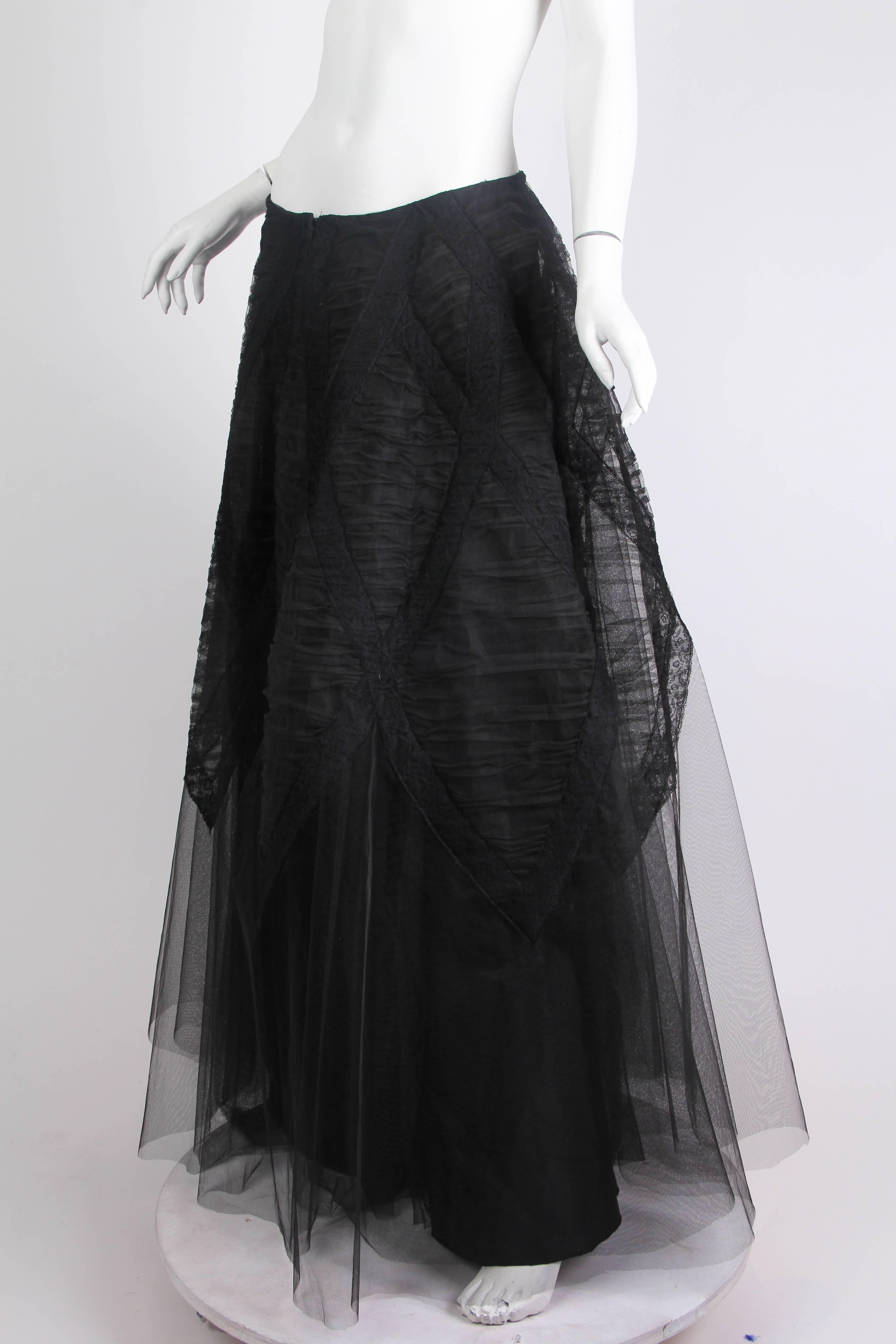 Black 1940s Tule and Chantilly Lace Ball Skirt