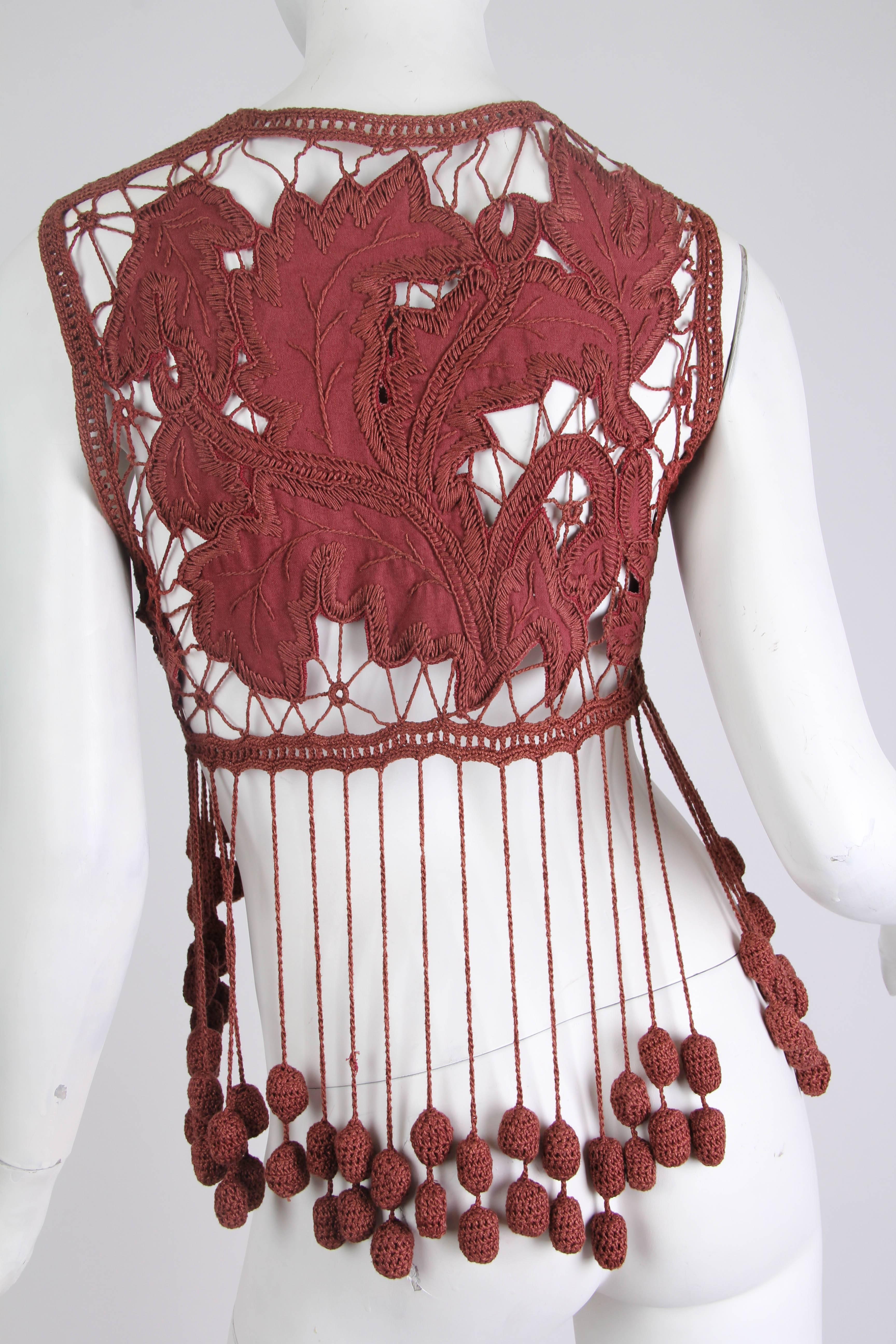 1990s Romeo Gigli Hand Embroidered Linen Vest as Modeled by Kate Moss 1