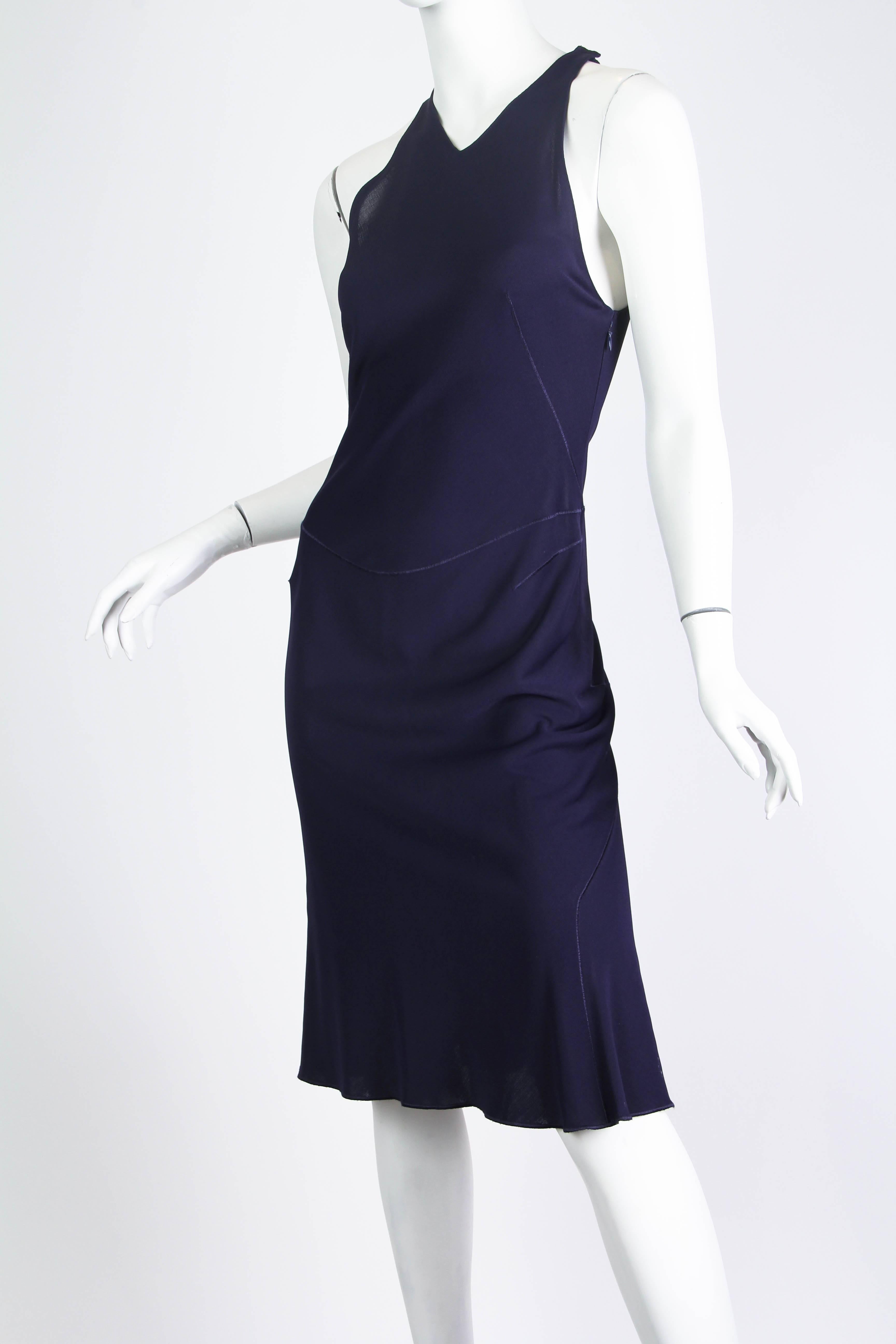 Azzedine Alaïa - Robe de cocktail moulante en jersey de rayonne bleu marine, années 1980 Excellent état - En vente à New York, NY