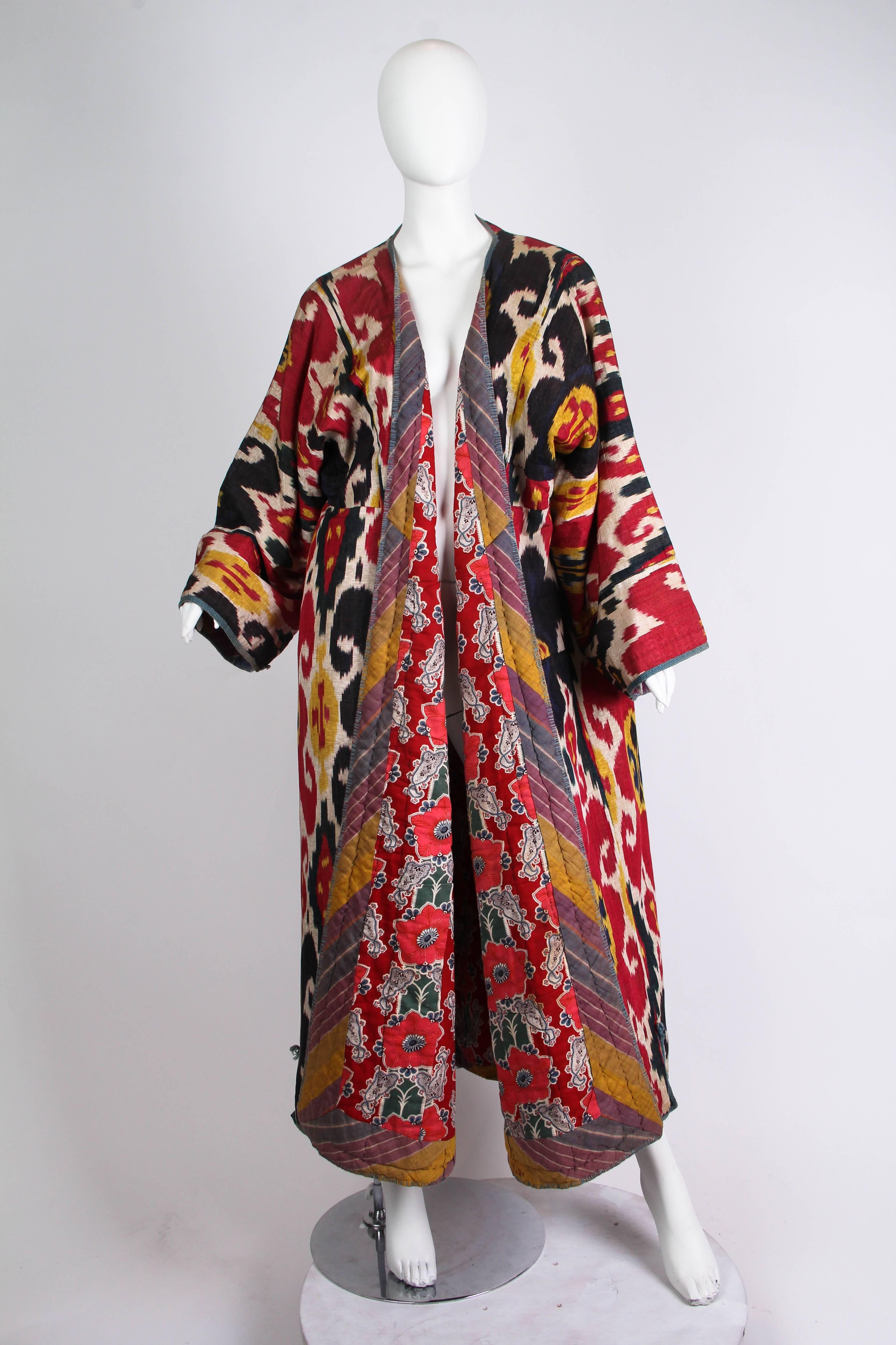 Fantastic Antique Handwoven Silk Ikat Chapan Robe  2