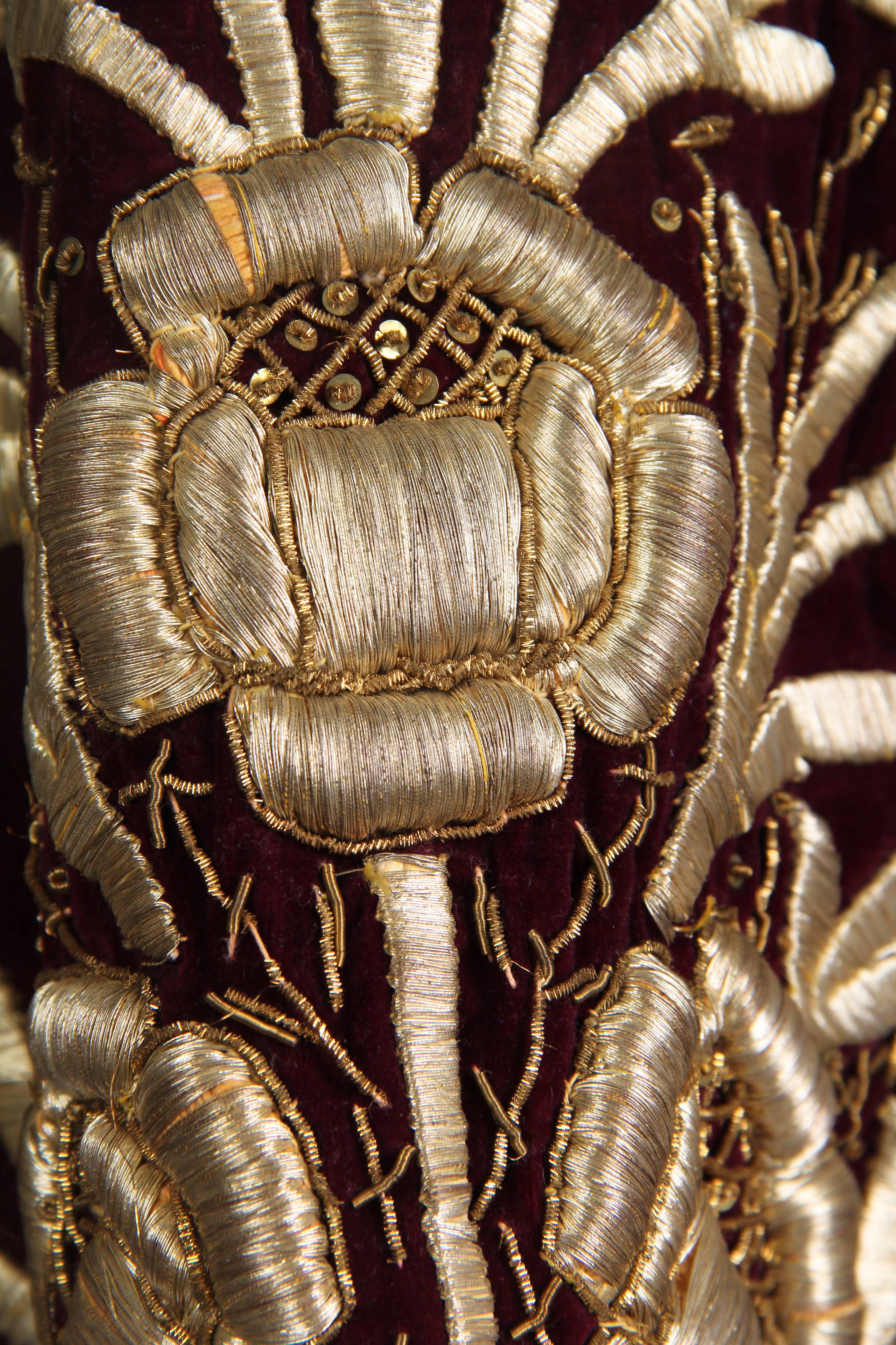 Antique Ottoman Gold Embroidered Velvet Dress From Turkey 1