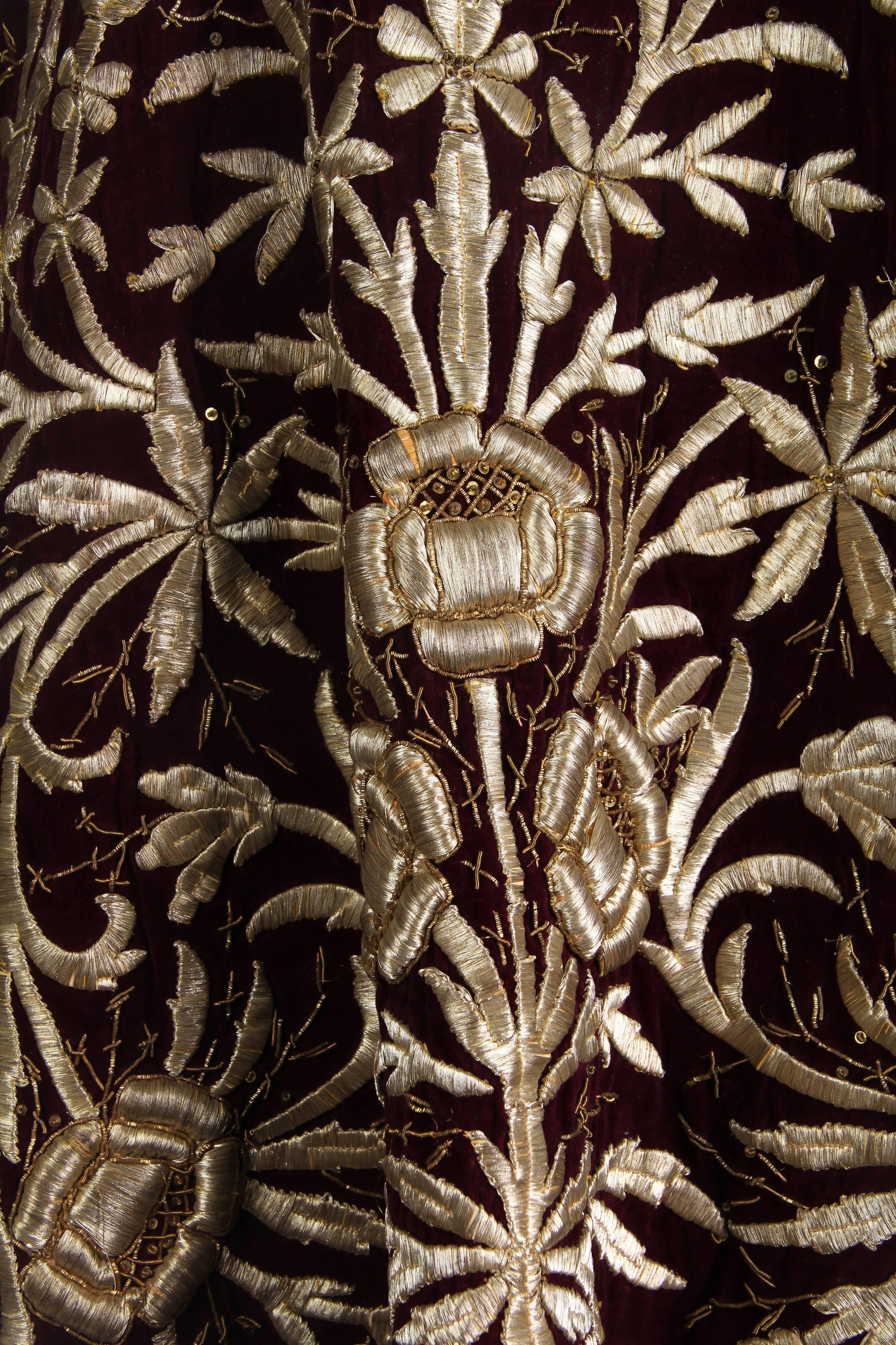 Antique Ottoman Gold Embroidered Velvet Dress From Turkey 2