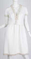Very Rare 1960s Oscar De La Renta Linen Dress Beaded with Crystals