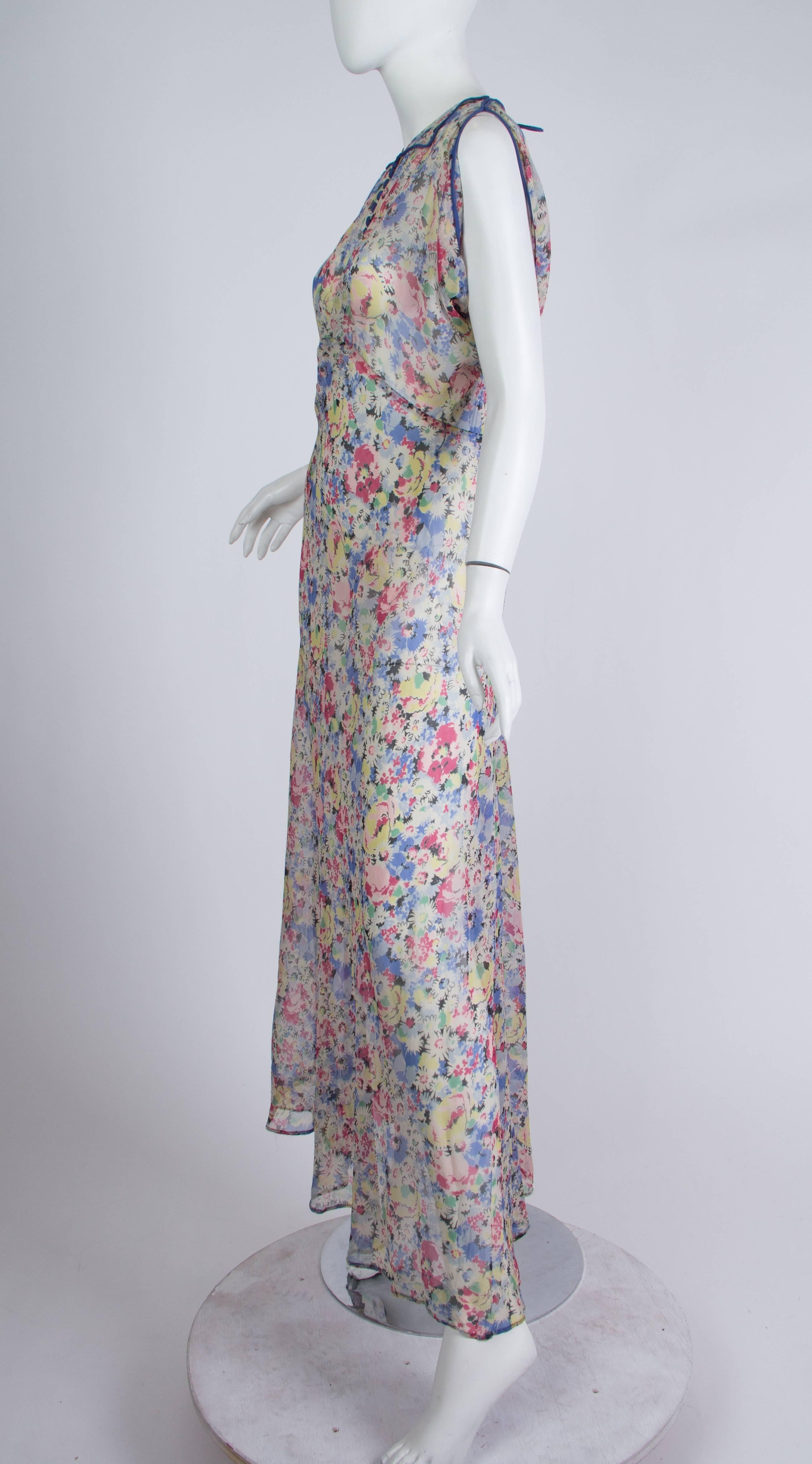 Women's 1930s Bias Cut Silk Chiffon Dress