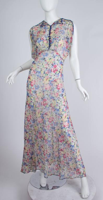 1930s Bias Cut Silk Chiffon Dress at 1stdibs