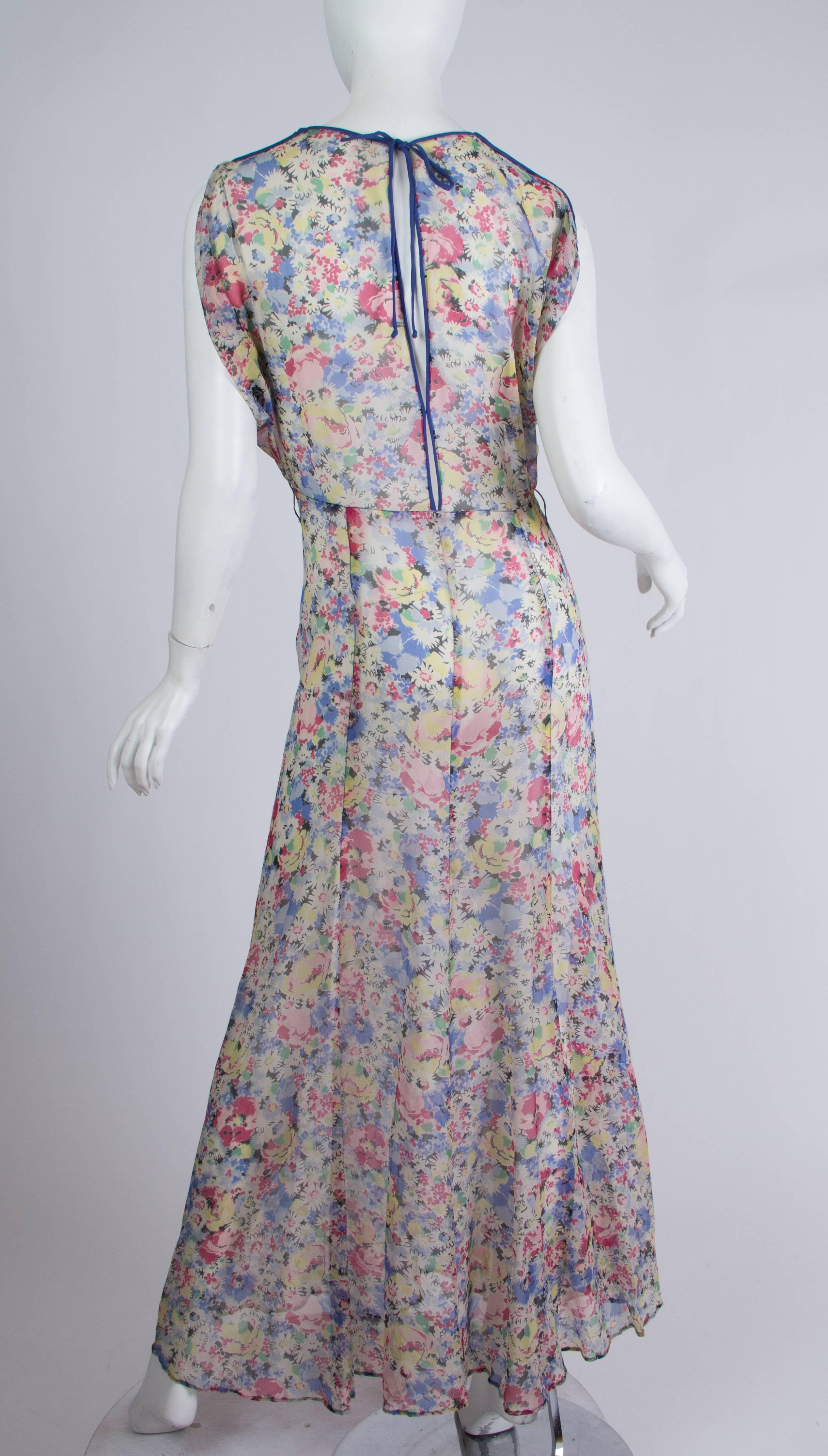 1930s Bias Cut Silk Chiffon Dress 1