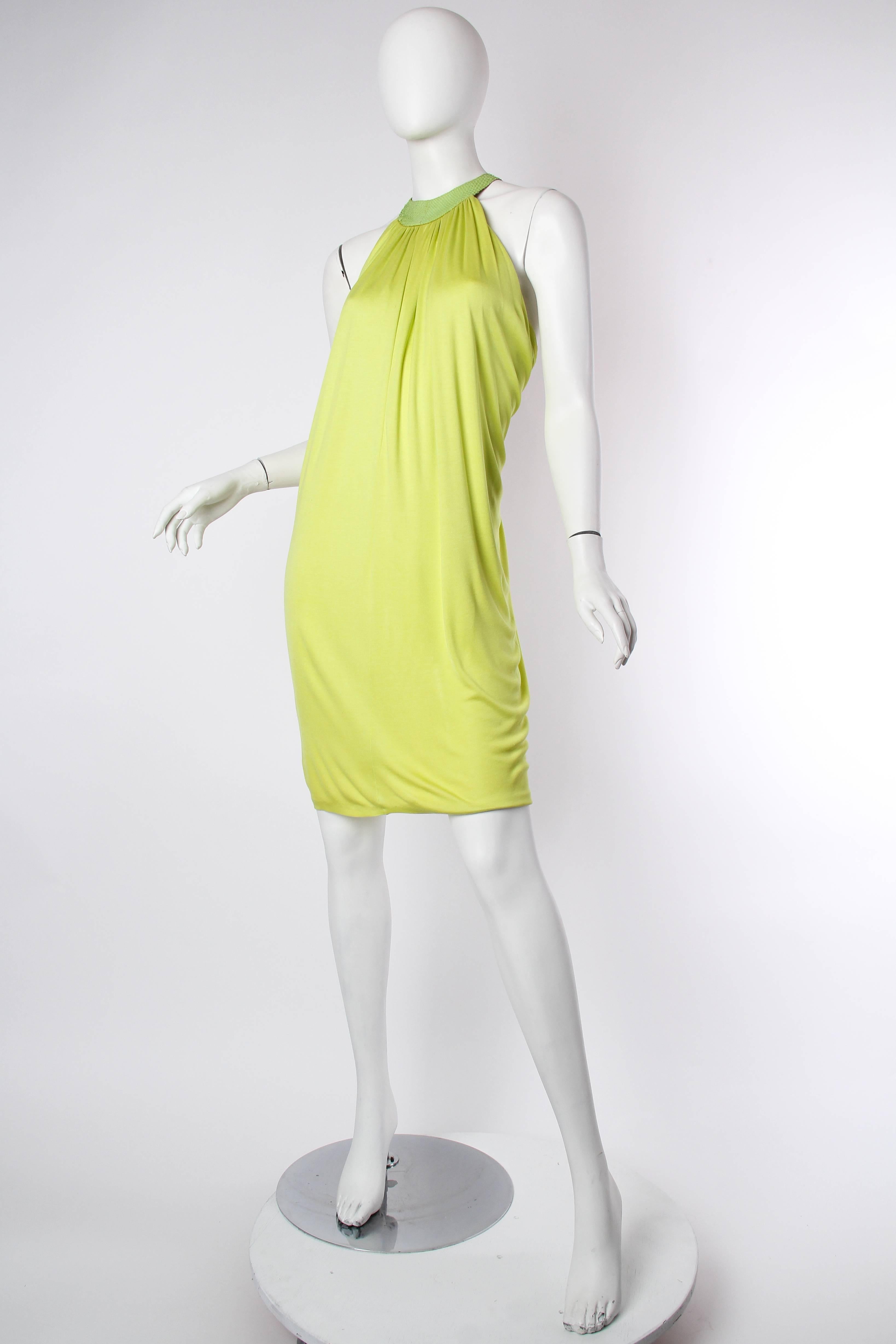 Yellow Alexander McQueen Jersey and Snakeskin Dress