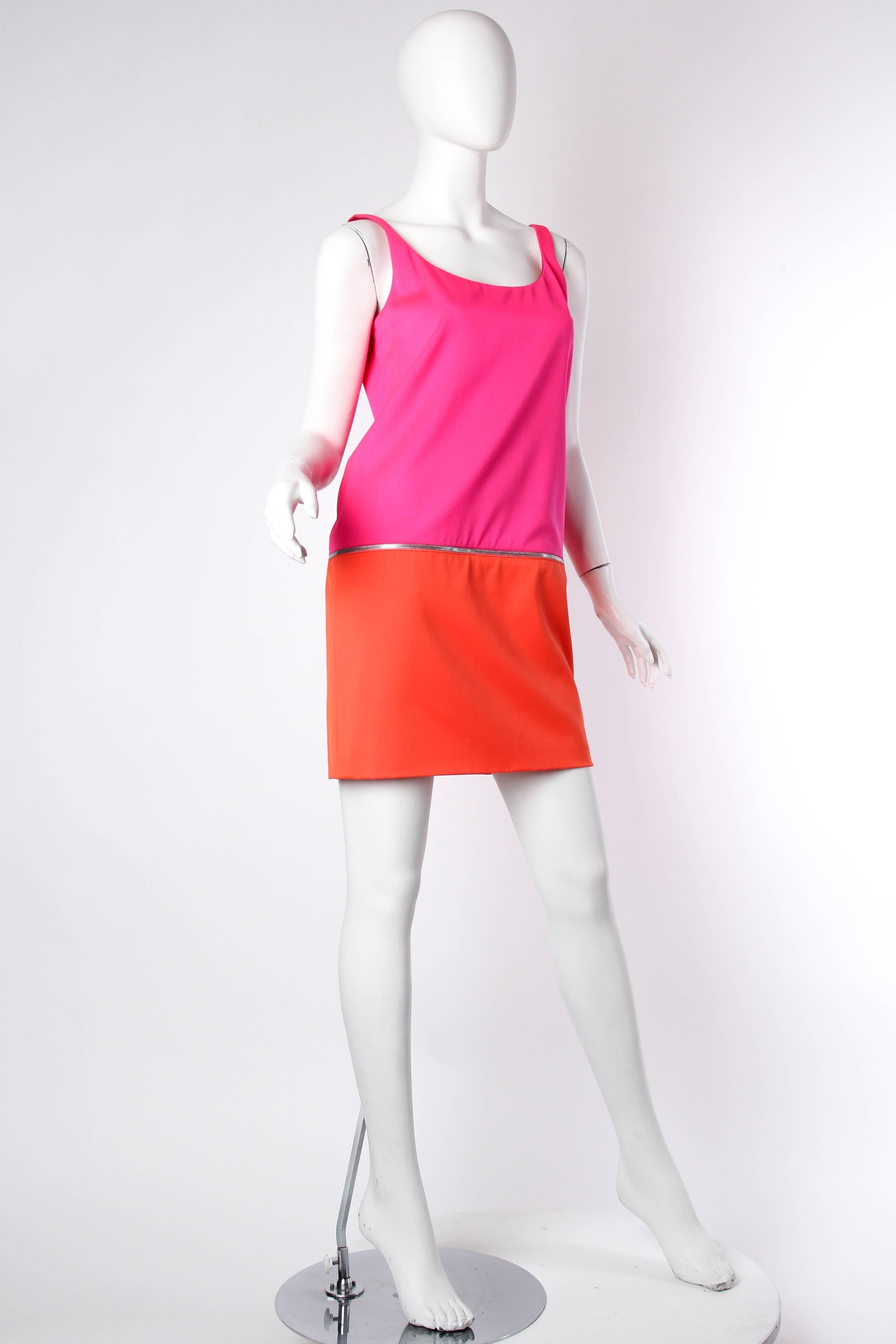 Pink Stephen Sprouse 1980s Ss85 Mod Zipper Dress