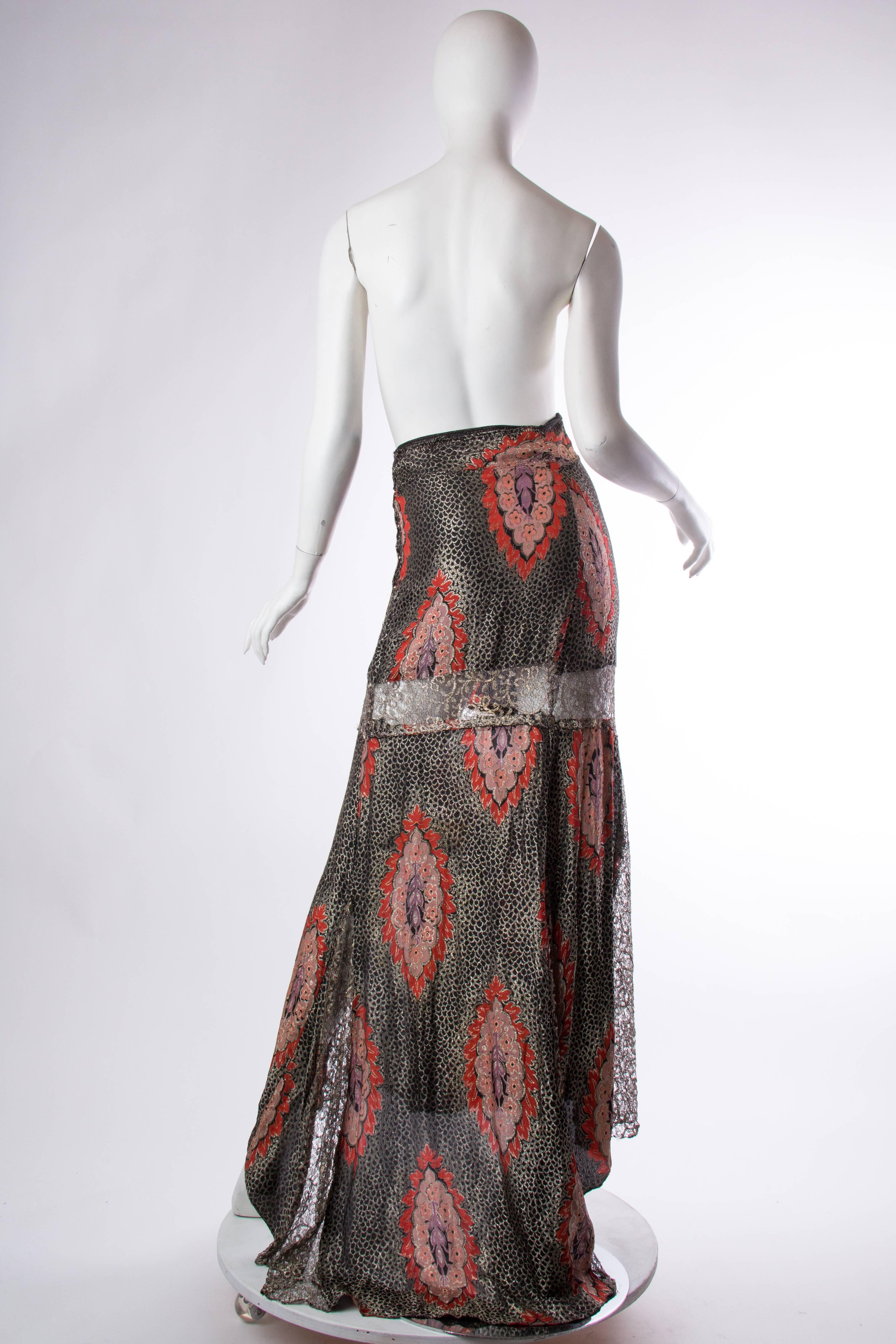 Black 1930S Silk Blend Lamé Skirt For Sale