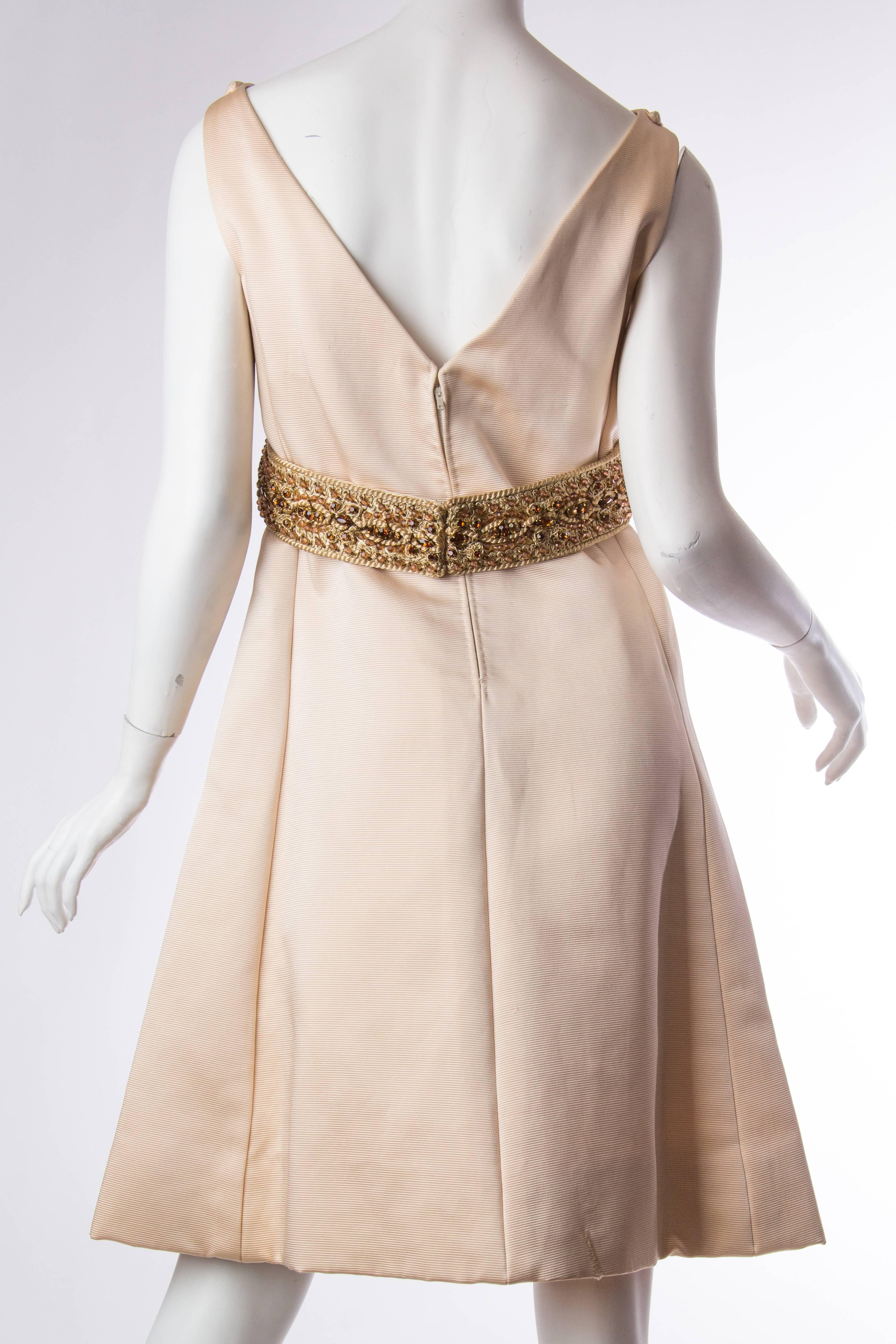 Women's Beautifully cut 1960s Dress with Gold and Crystal Detailing