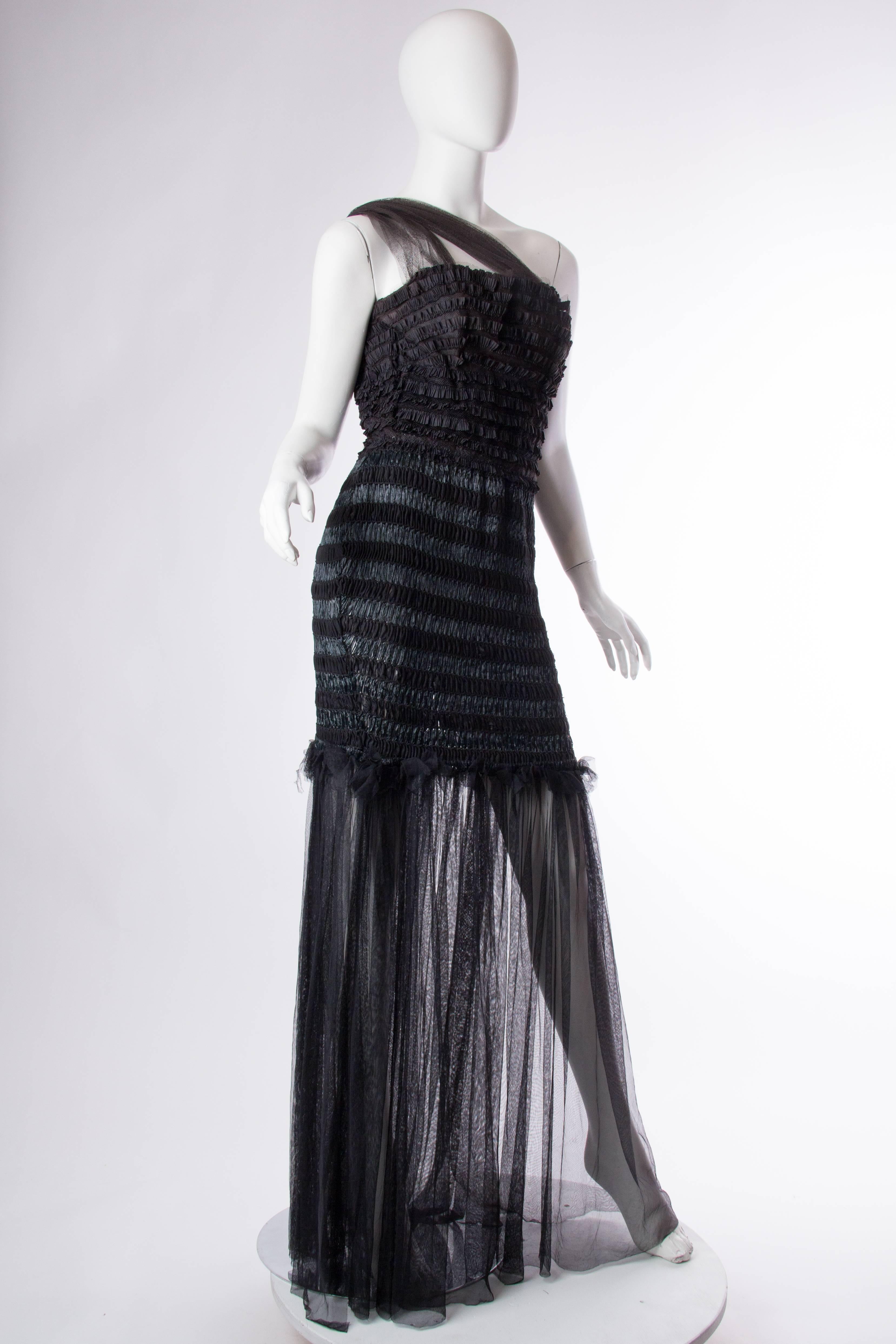 Black Sheer Net and Ruffled Dress