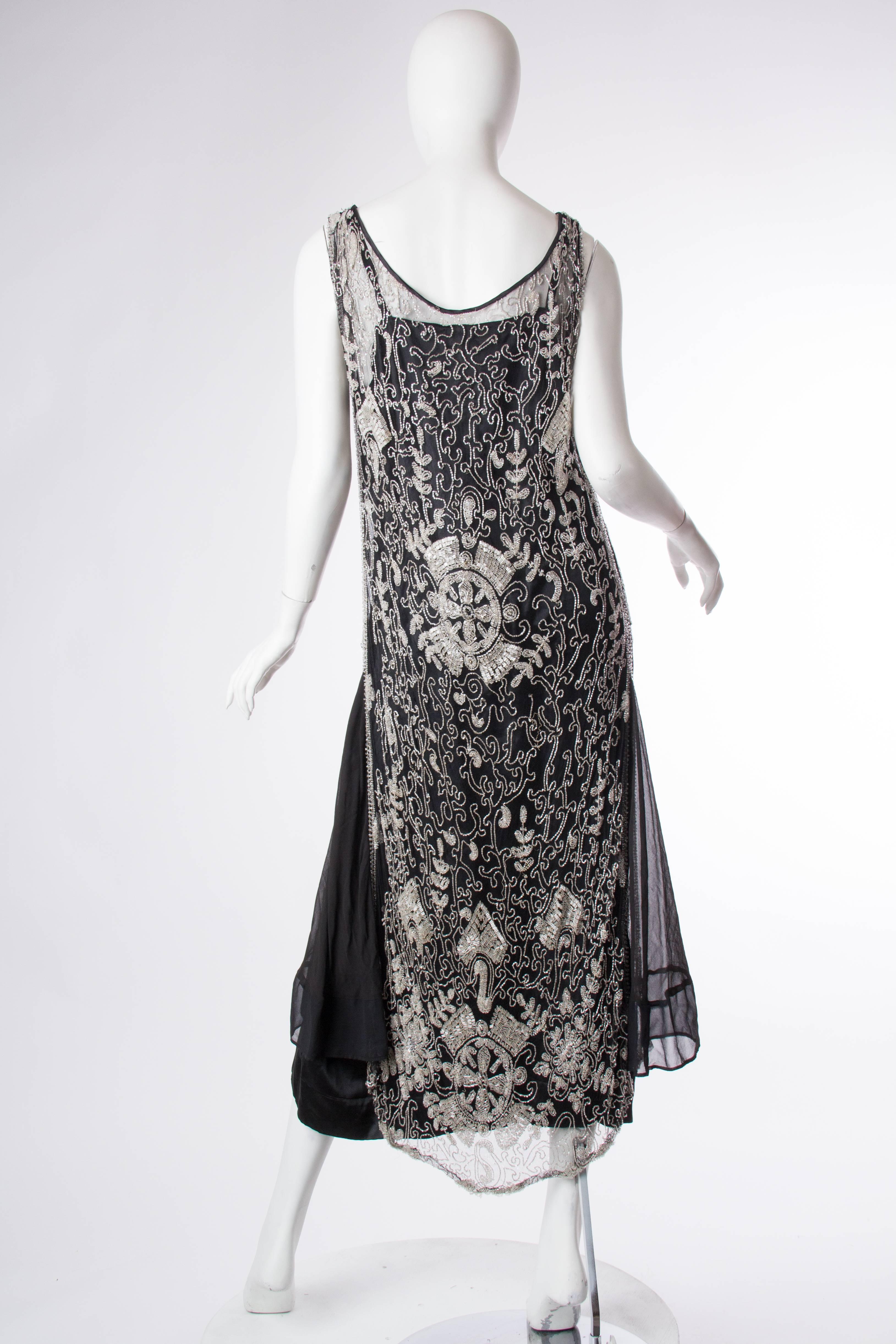 1920s Beaded Silk Net Dress In Good Condition In New York, NY