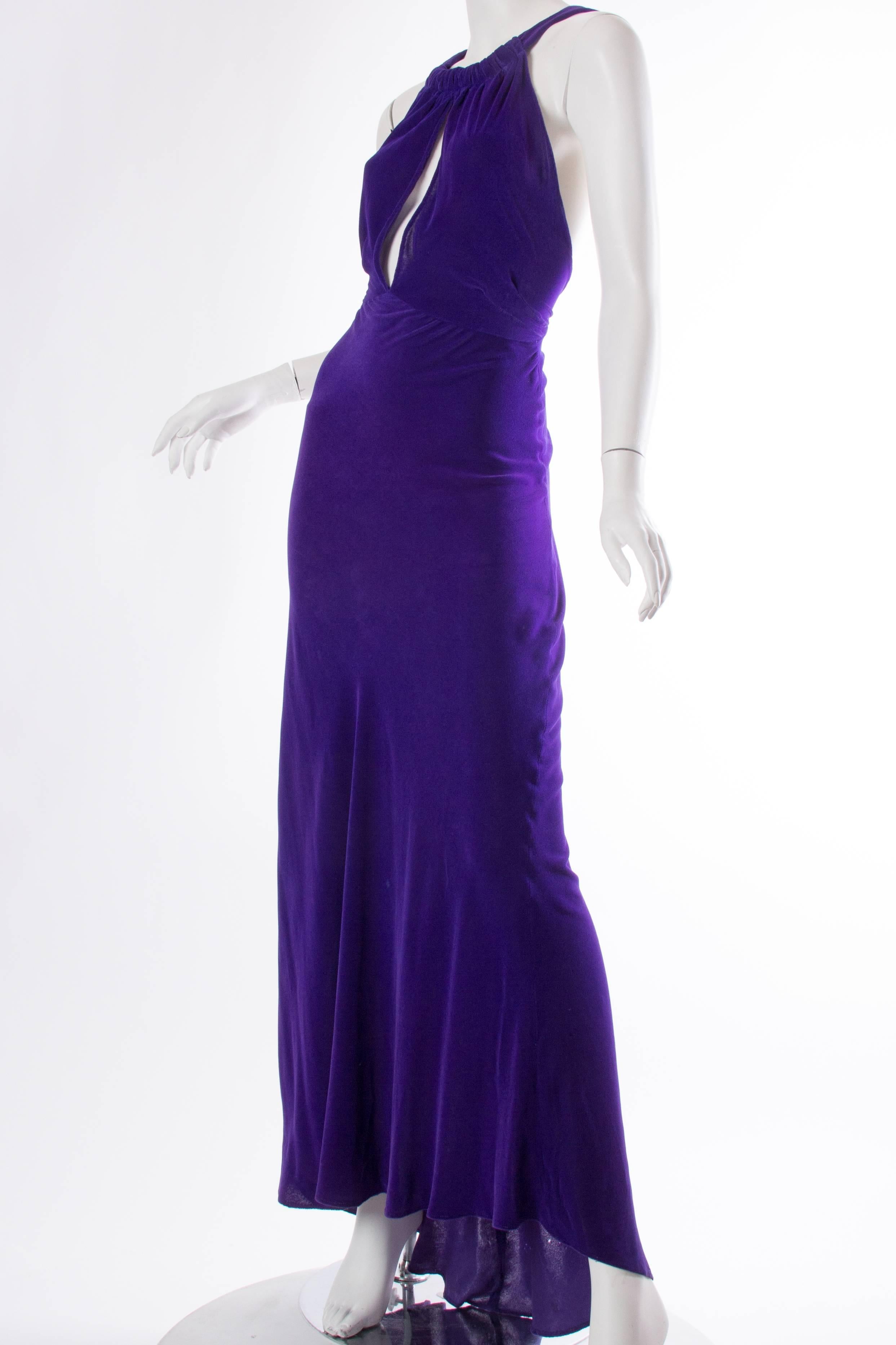 1930s Backless Bias Cut Silk Velvet Gown 1