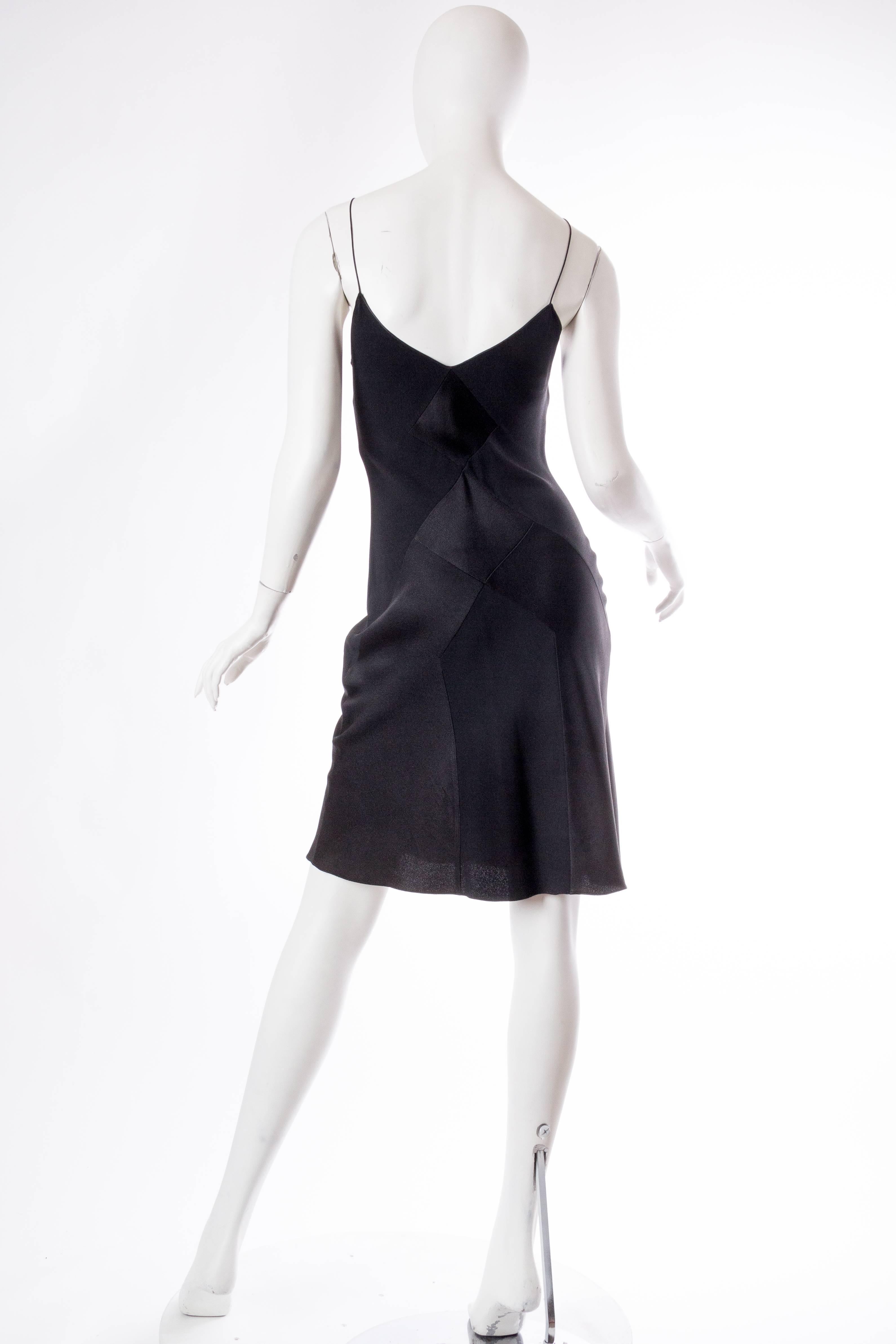 Black John Galliano Art Deco Seamed Bias Cut Slip Dress