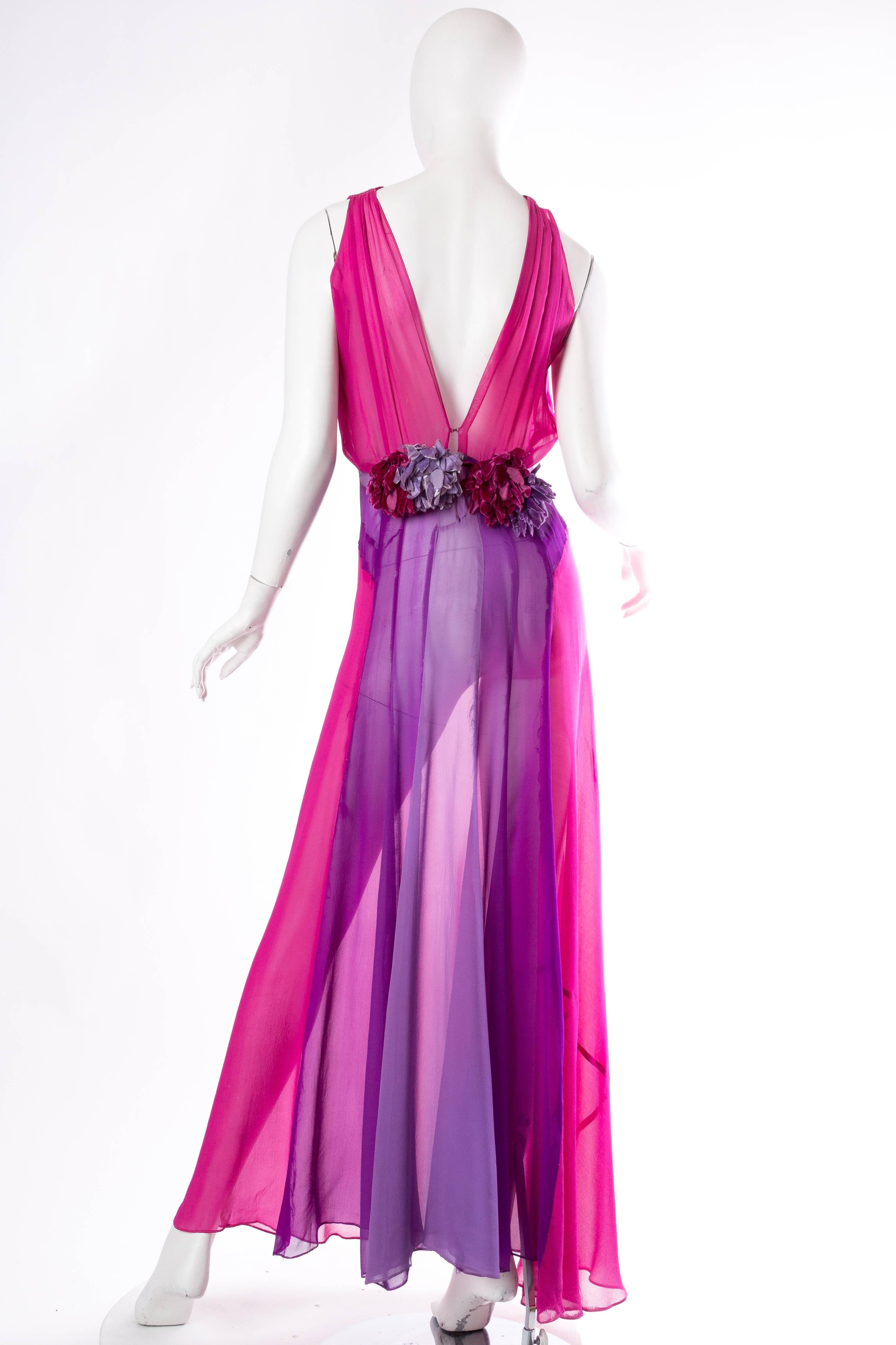 1930s Silk Chiffon Bias-Cut Dress In Good Condition In New York, NY