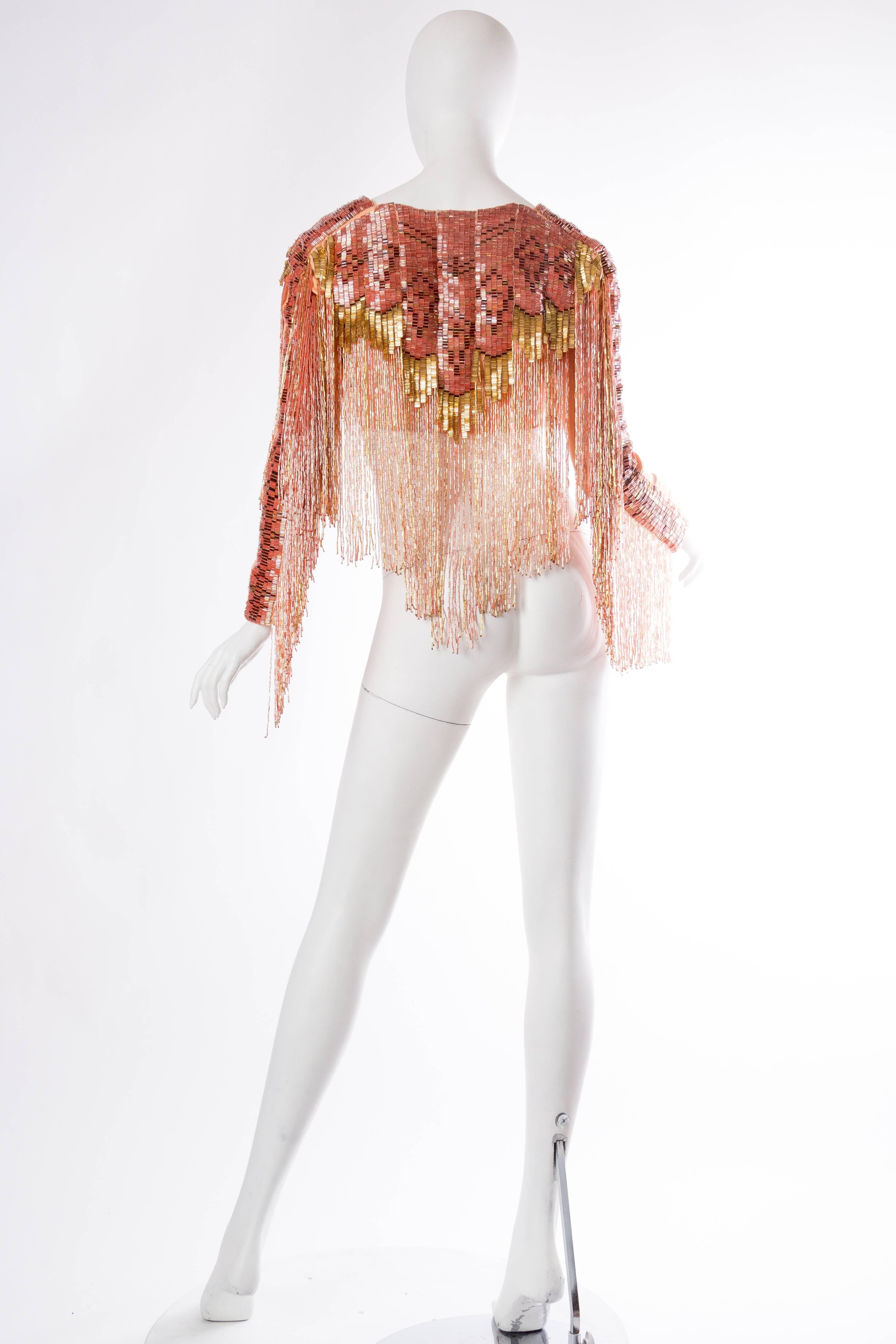 Fantastic Silk Bolero with epic Beaded Fringe In Excellent Condition In New York, NY