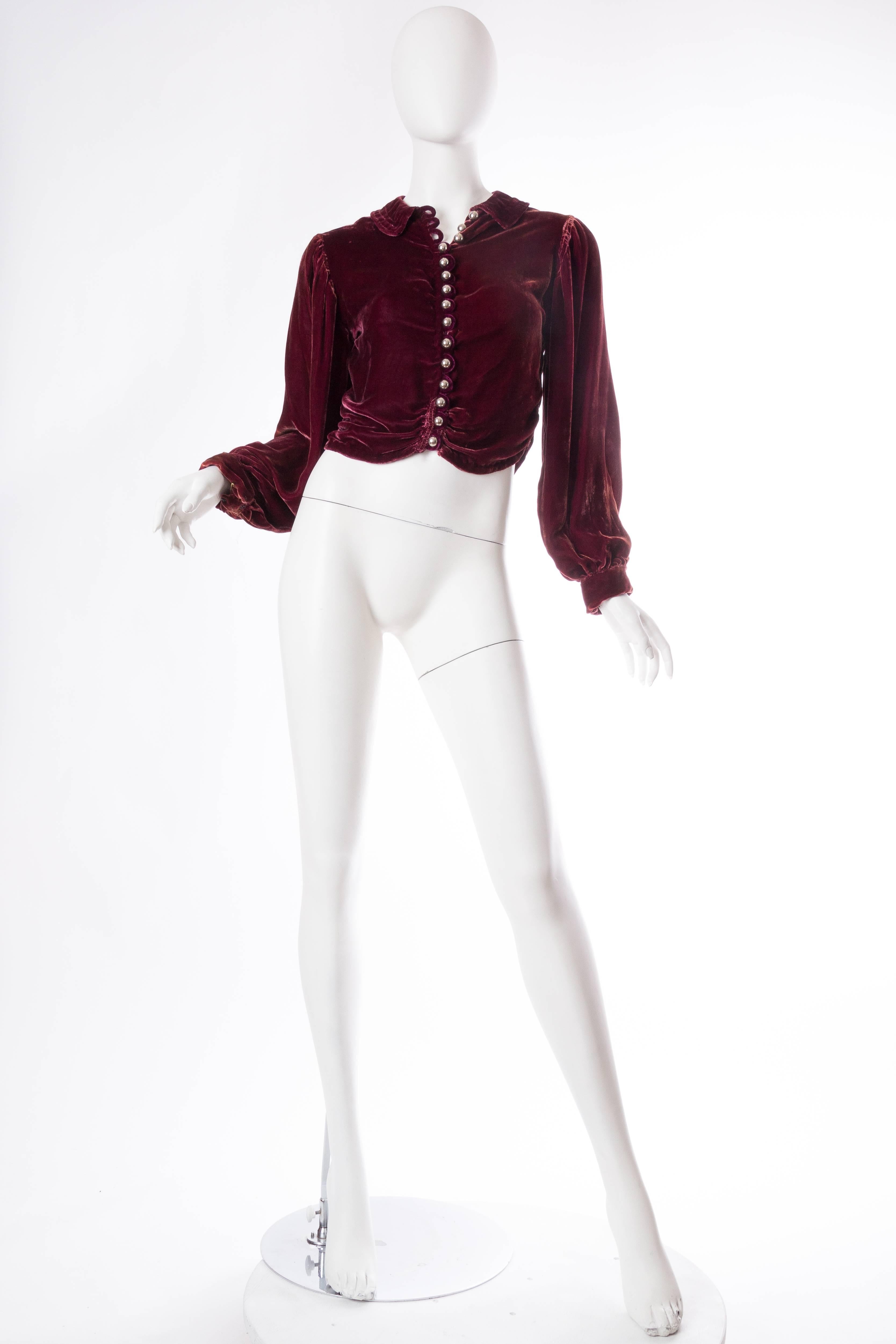 Backless Silk Velvet Gown from the 1930s with Matching Jacket 3