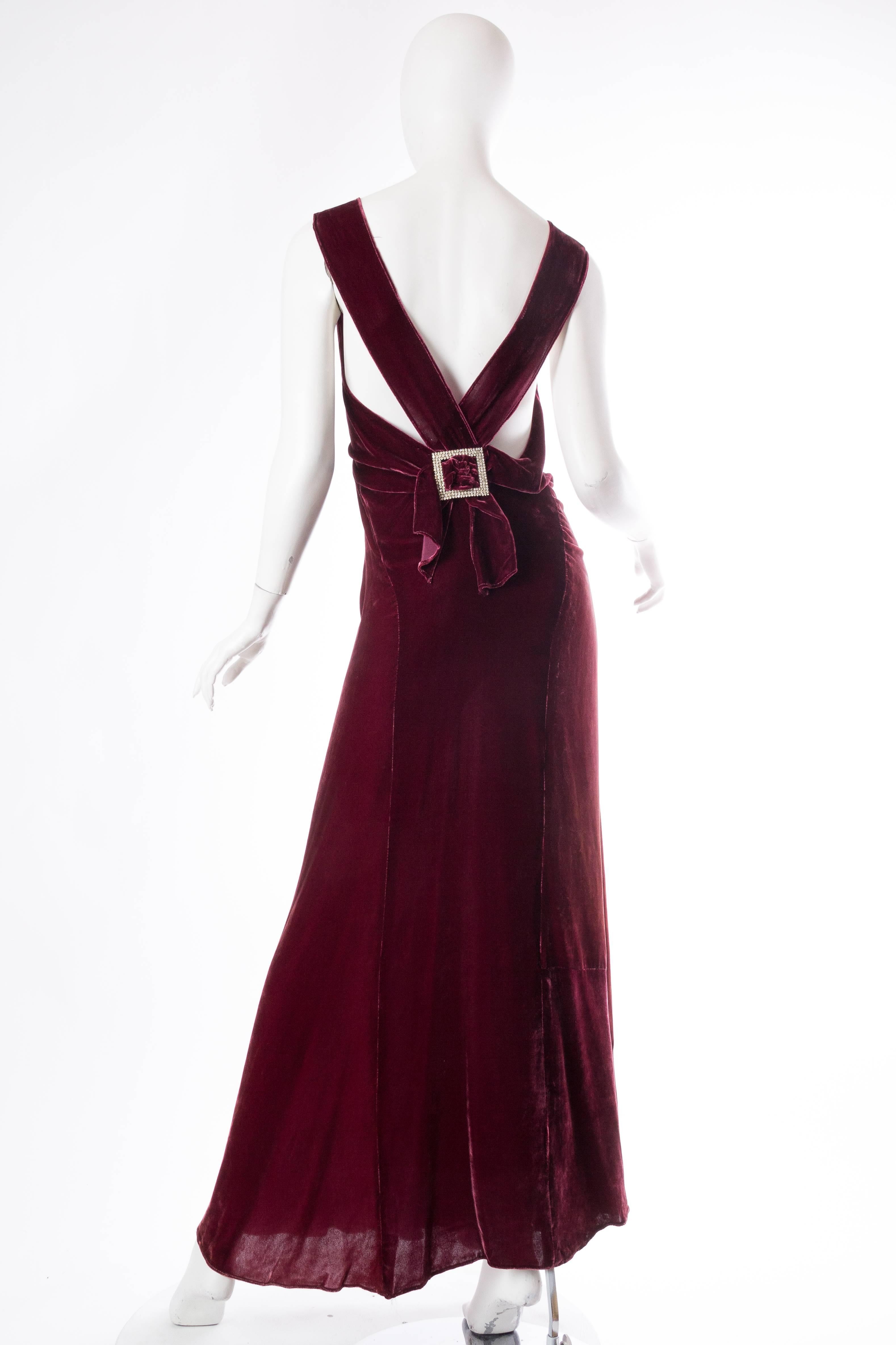Backless Silk Velvet Gown from the 1930s with Matching Jacket 1