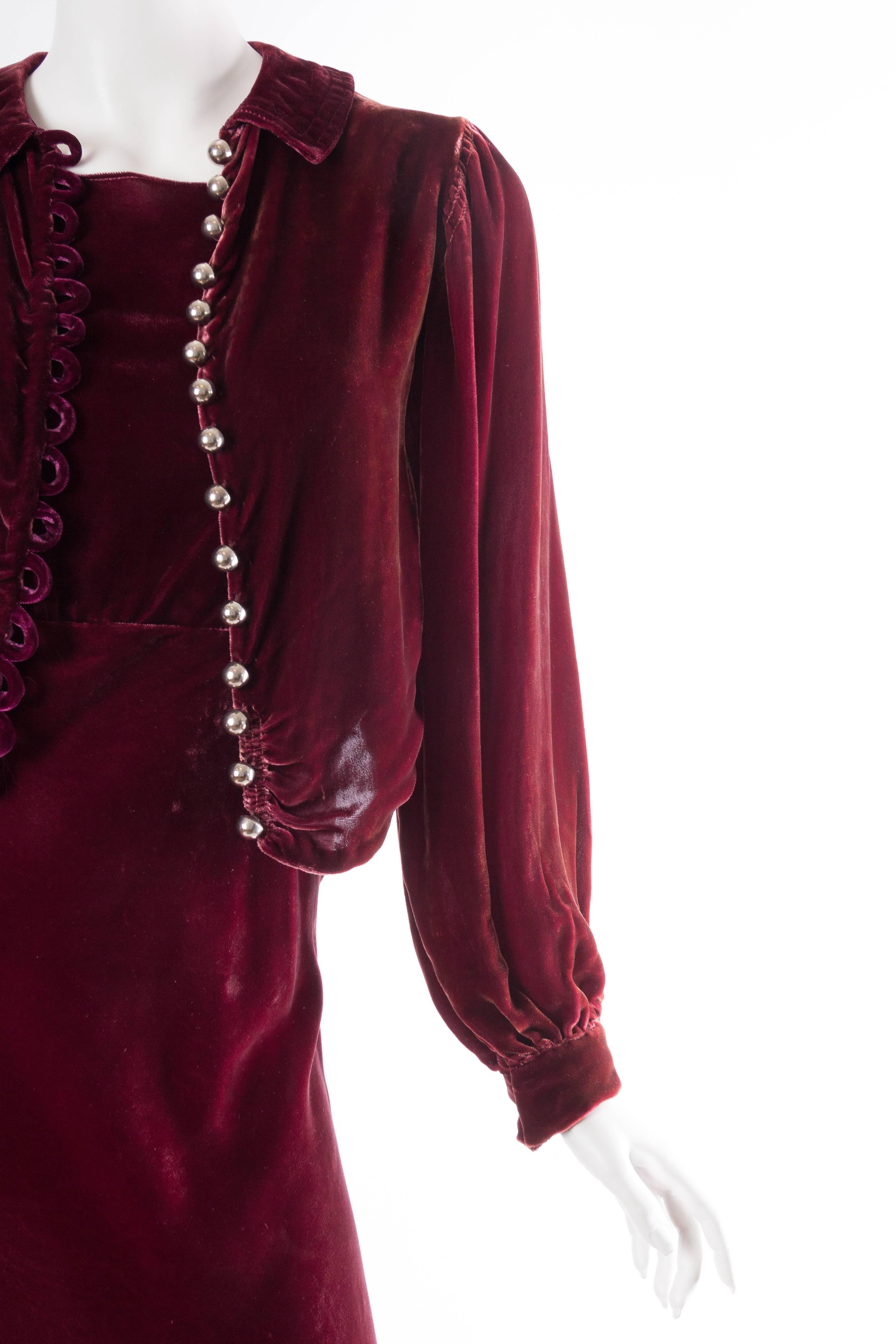 Women's Backless Silk Velvet Gown from the 1930s with Matching Jacket